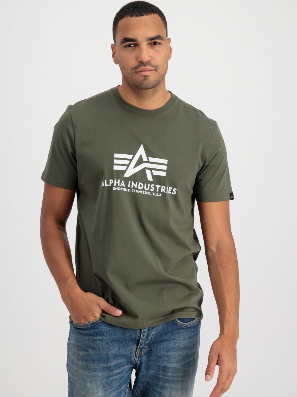 Alpha Industries T-Shirt Herren Baumwolle grün bedruckt, XXXL