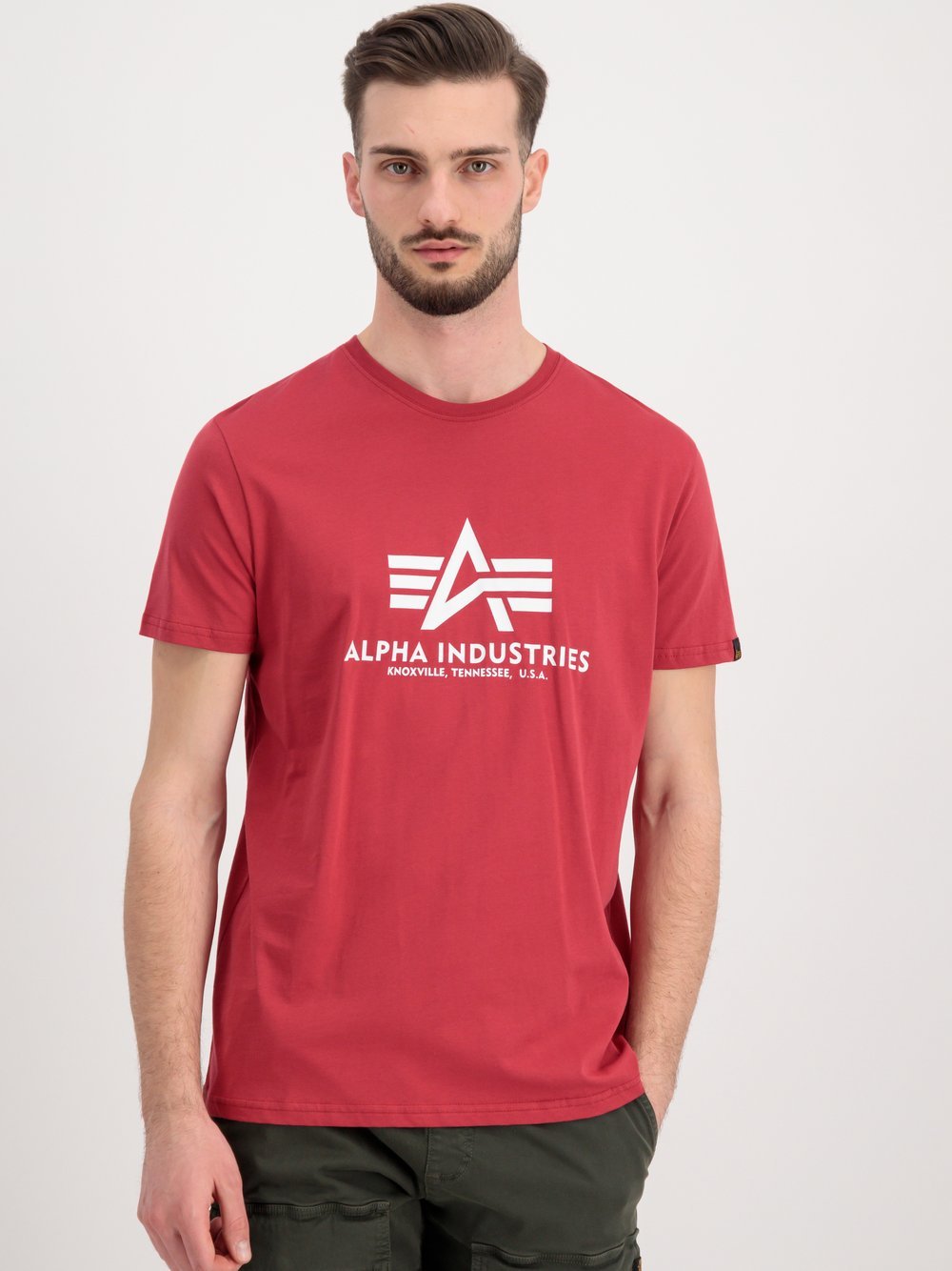 Alpha Industries T-Shirt Herren Baumwolle rot bedruckt, M