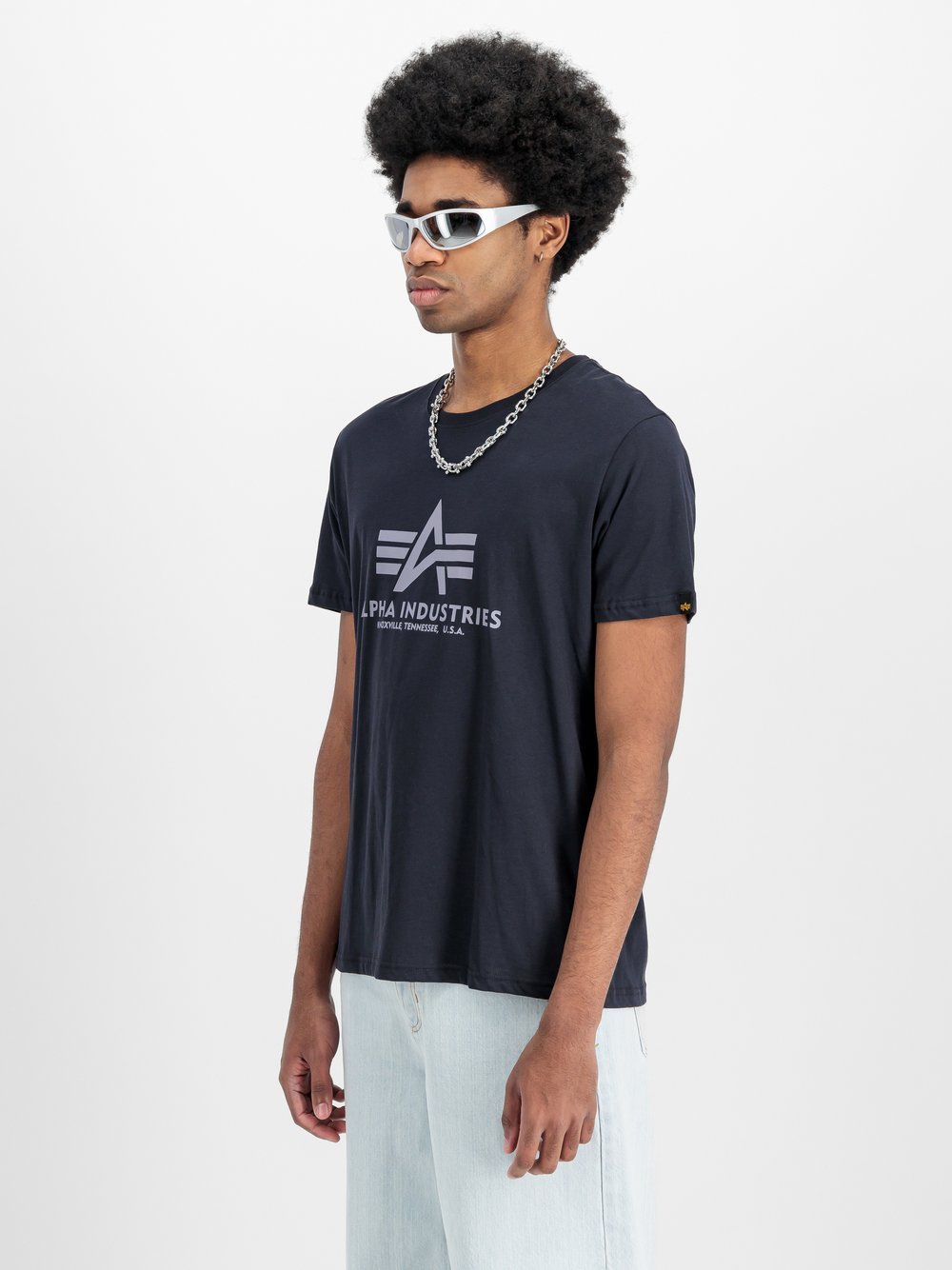 Alpha Industries T-Shirt Herren Baumwolle blau, S