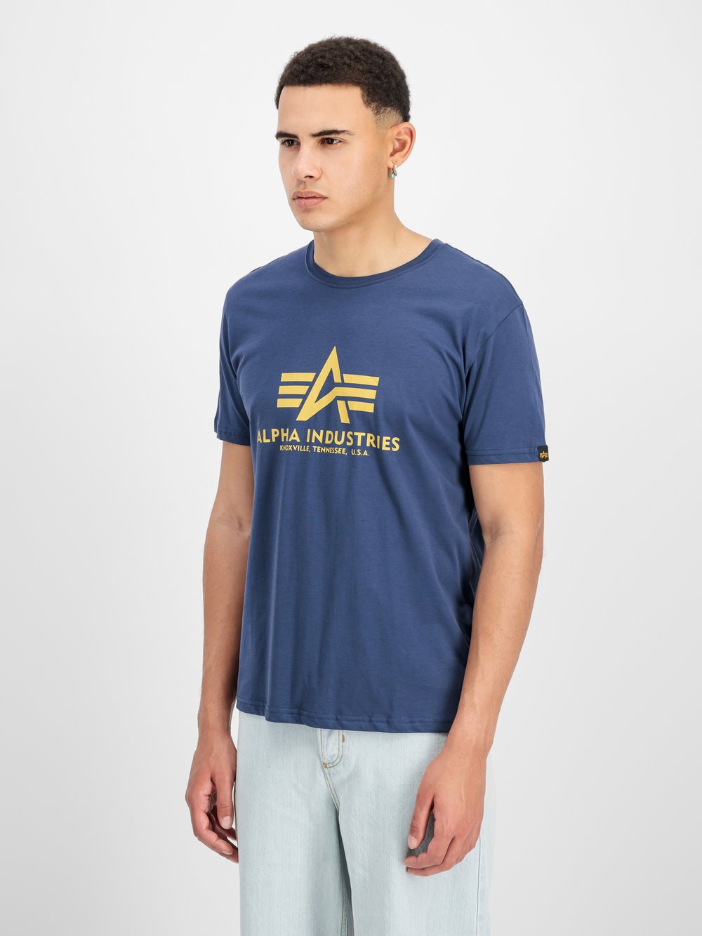 Alpha Industries T-Shirt Herren Baumwolle blau bedruckt, XS