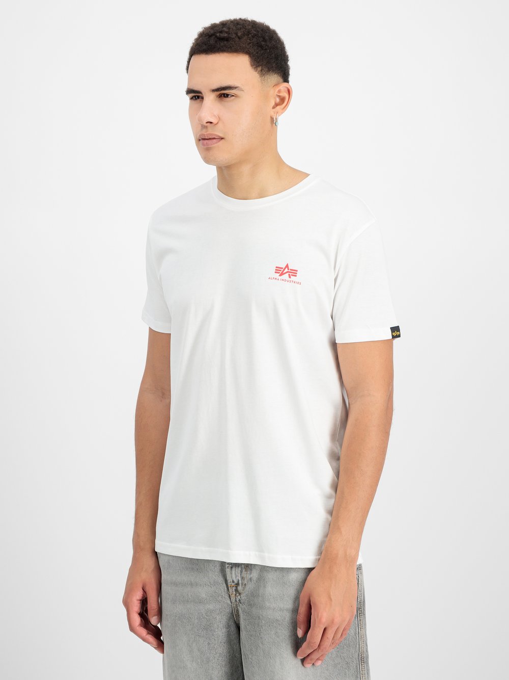 Alpha Industries T-Shirt Herren Baumwolle weiß bedruckt, XS