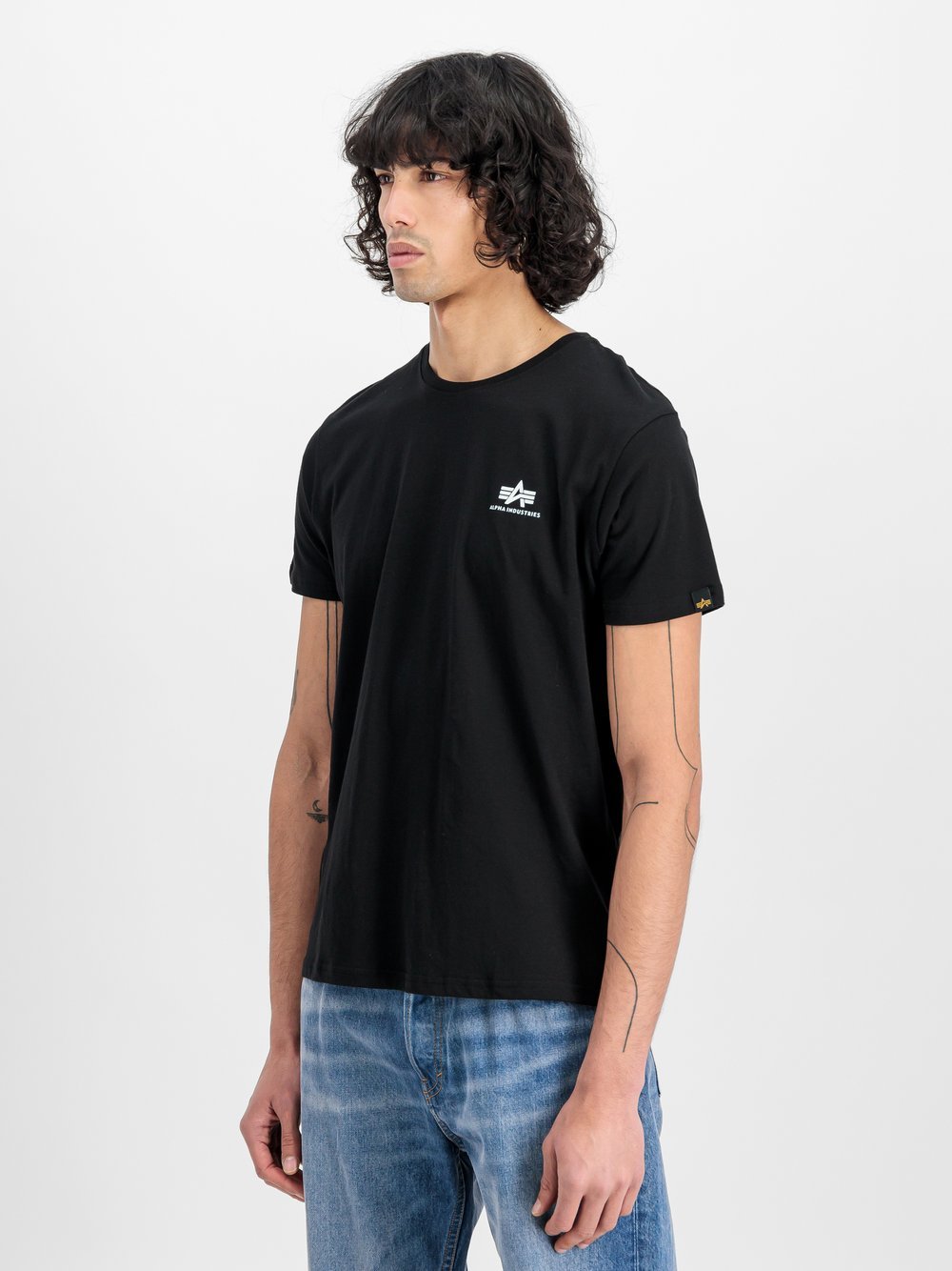 Alpha Industries T-Shirt Herren Baumwolle schwarz bedruckt, S
