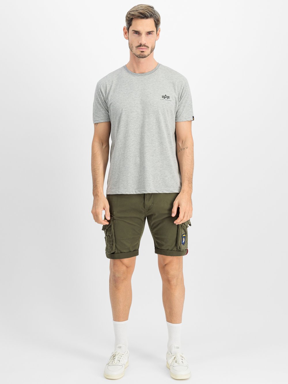Thumbnail - Alpha Industries T-Shirt Herren Baumwolle grau bedruckt, XXXL
