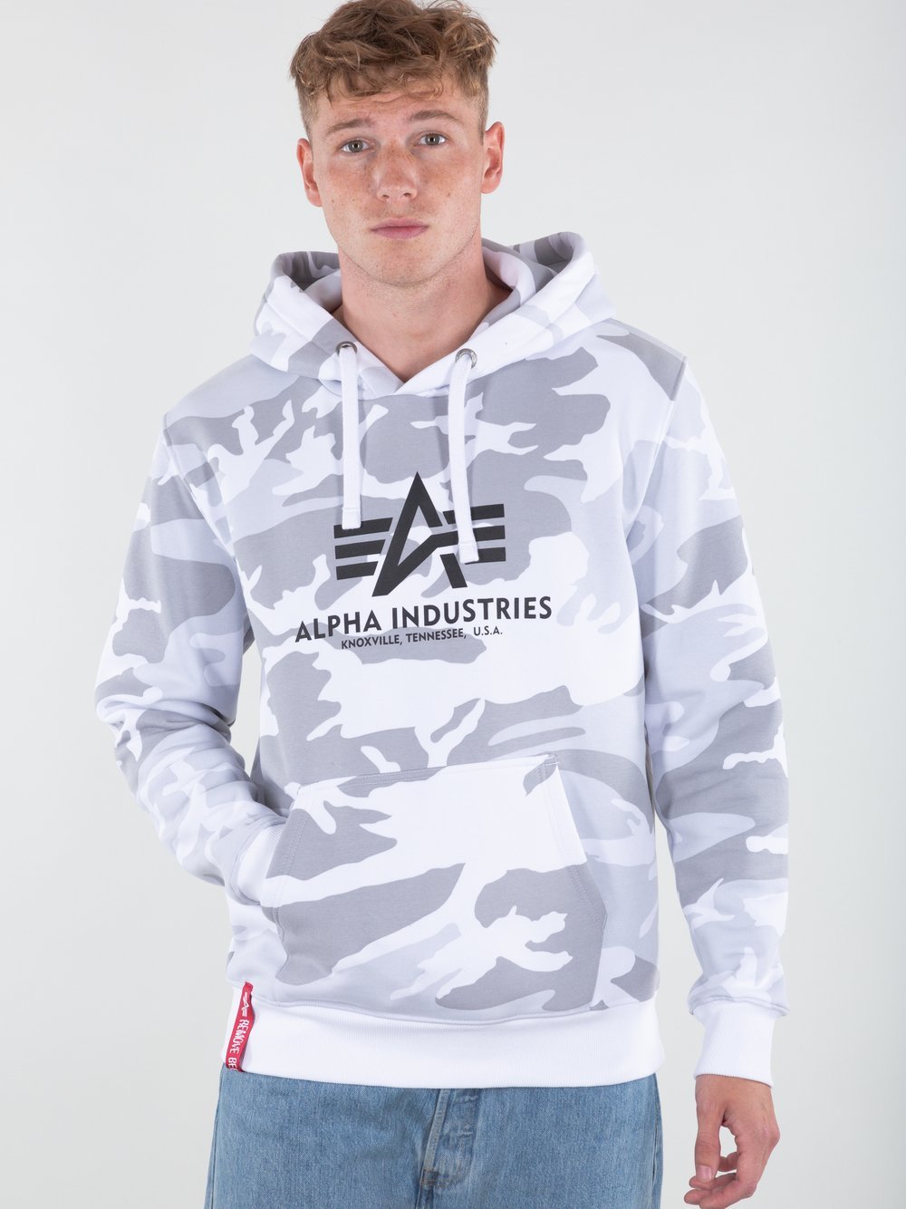 Alpha Industries Kapuzensweatshirt Herren weiß gemustert, L