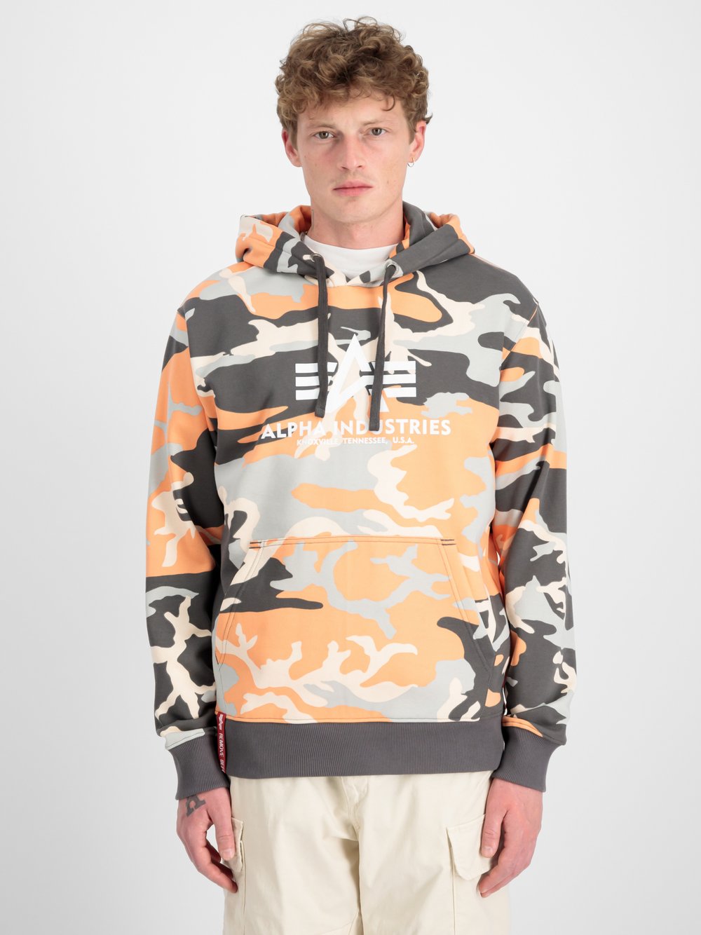 Alpha Industries Kapuzensweatshirt Herren orange gemustert, M