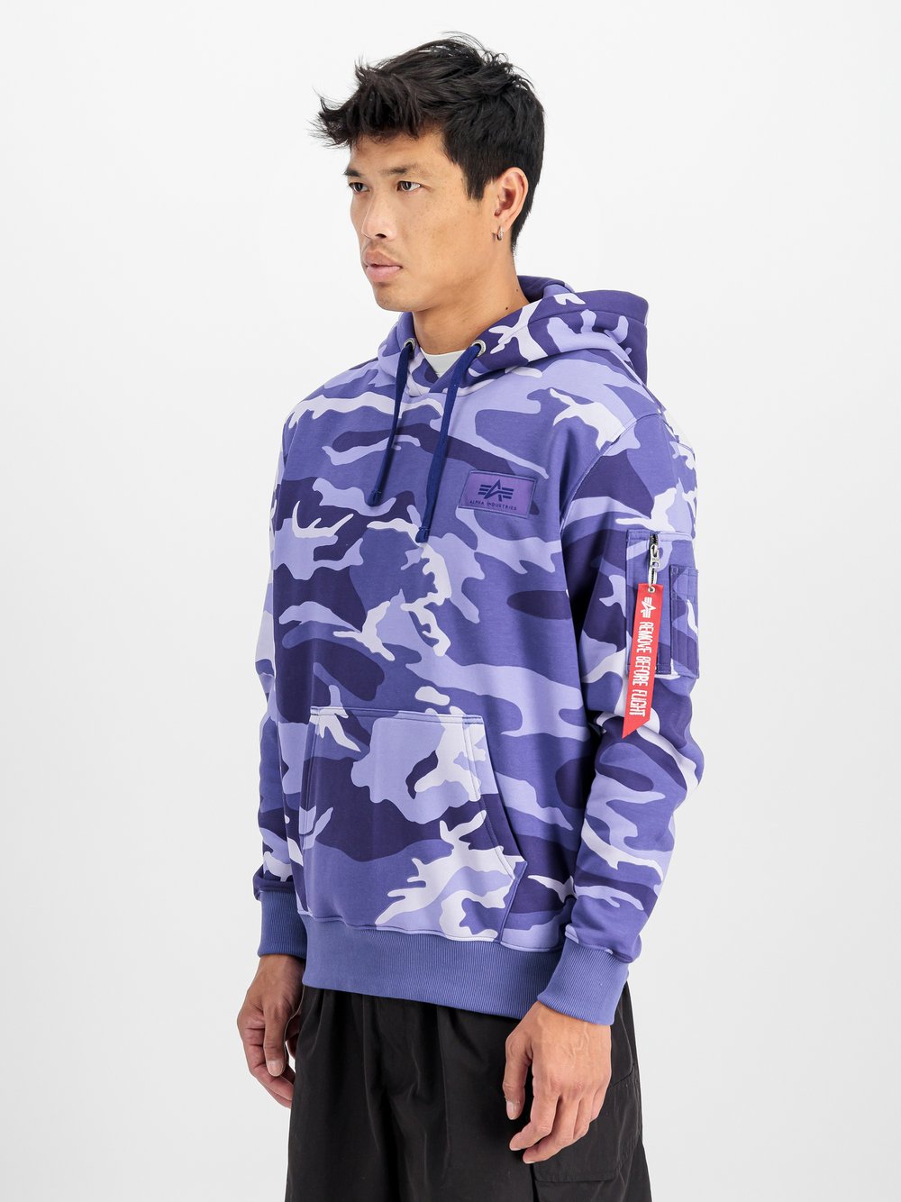 Alpha Industries Kapuzensweatshirt Herren Baumwolle lila gemustert, L
