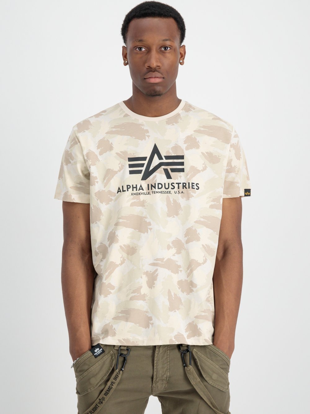 Alpha Industries T-Shirt Herren Baumwolle beige gemustert, S