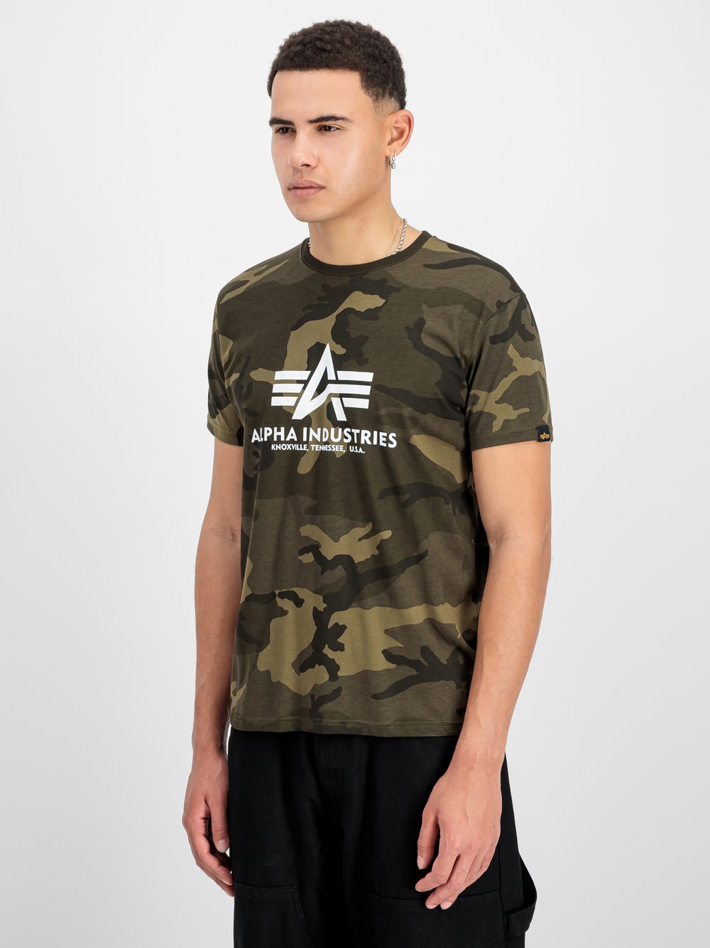 Alpha Industries T-Shirt Herren Baumwolle grün gemustert, XS