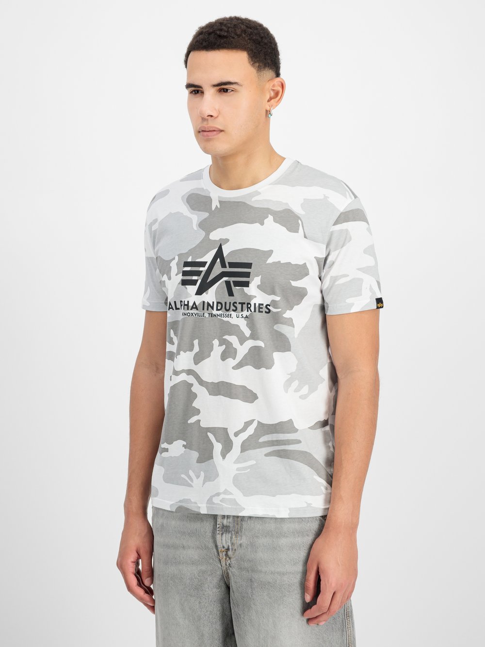 Thumbnail - Alpha Industries T-Shirt Herren Baumwolle weiß gemustert, XXL