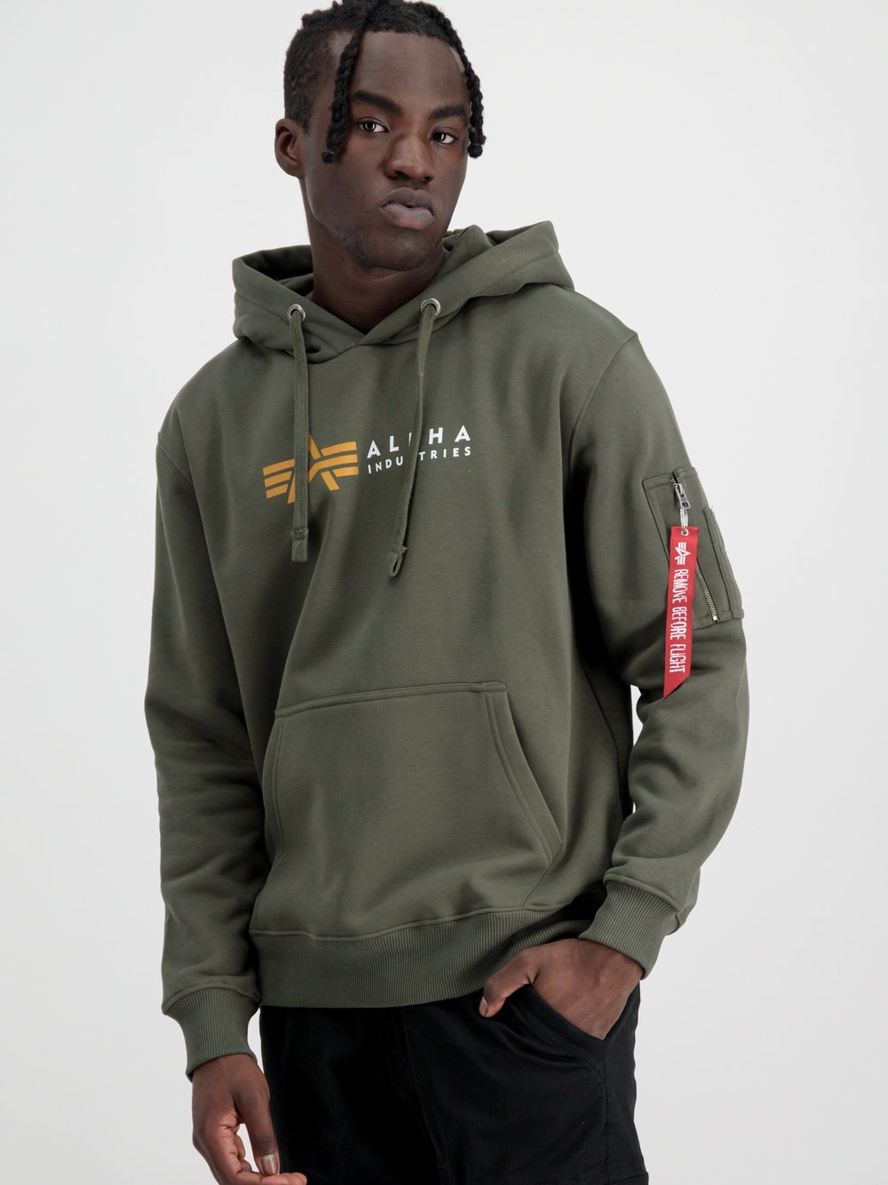 Alpha Industries Kapuzensweatshirt Herren grün bedruckt, XXL