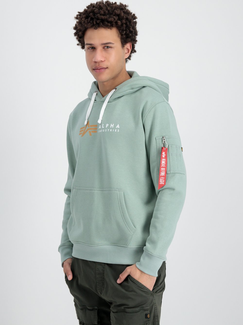 Alpha Industries Kapuzensweatshirt Herren grün bedruckt, M