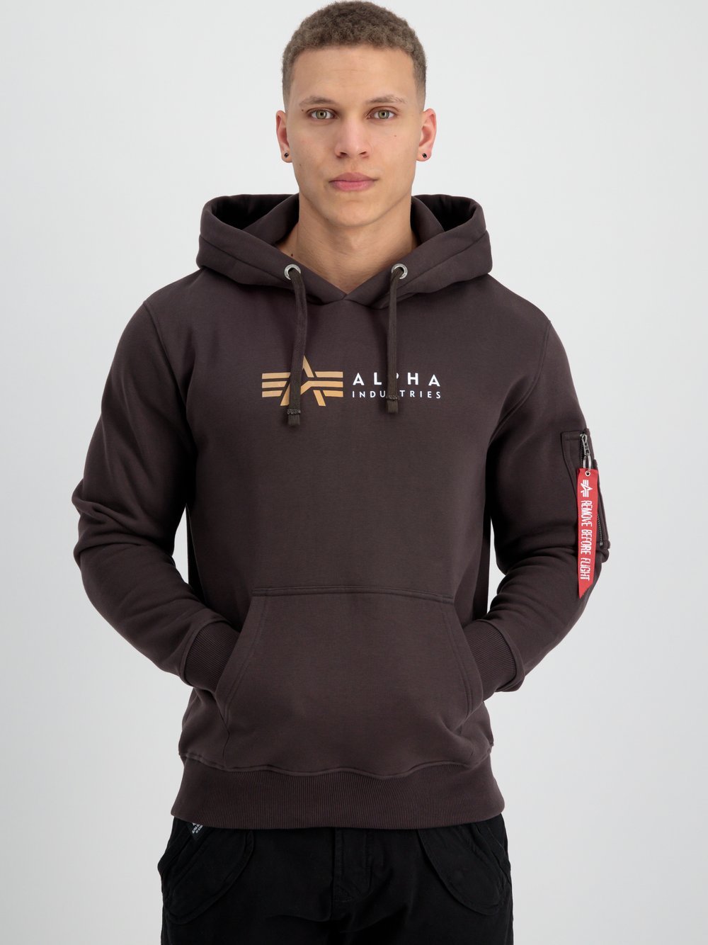 Alpha Industries Kapuzensweatshirt Herren braun bedruckt, XL