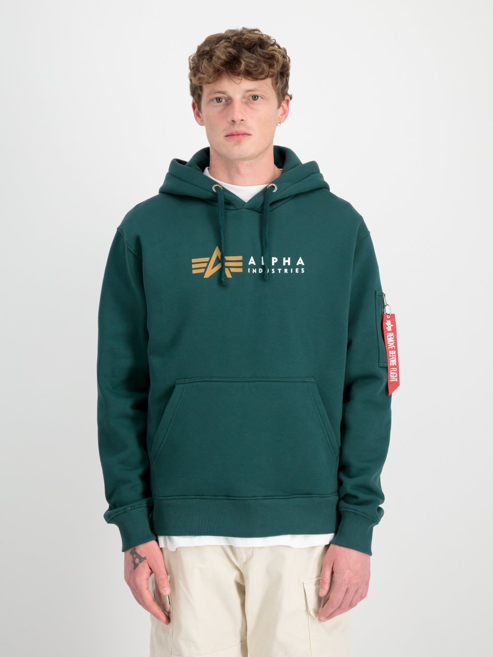 Alpha Industries Kapuzensweatshirt Herren grün bedruckt, XL