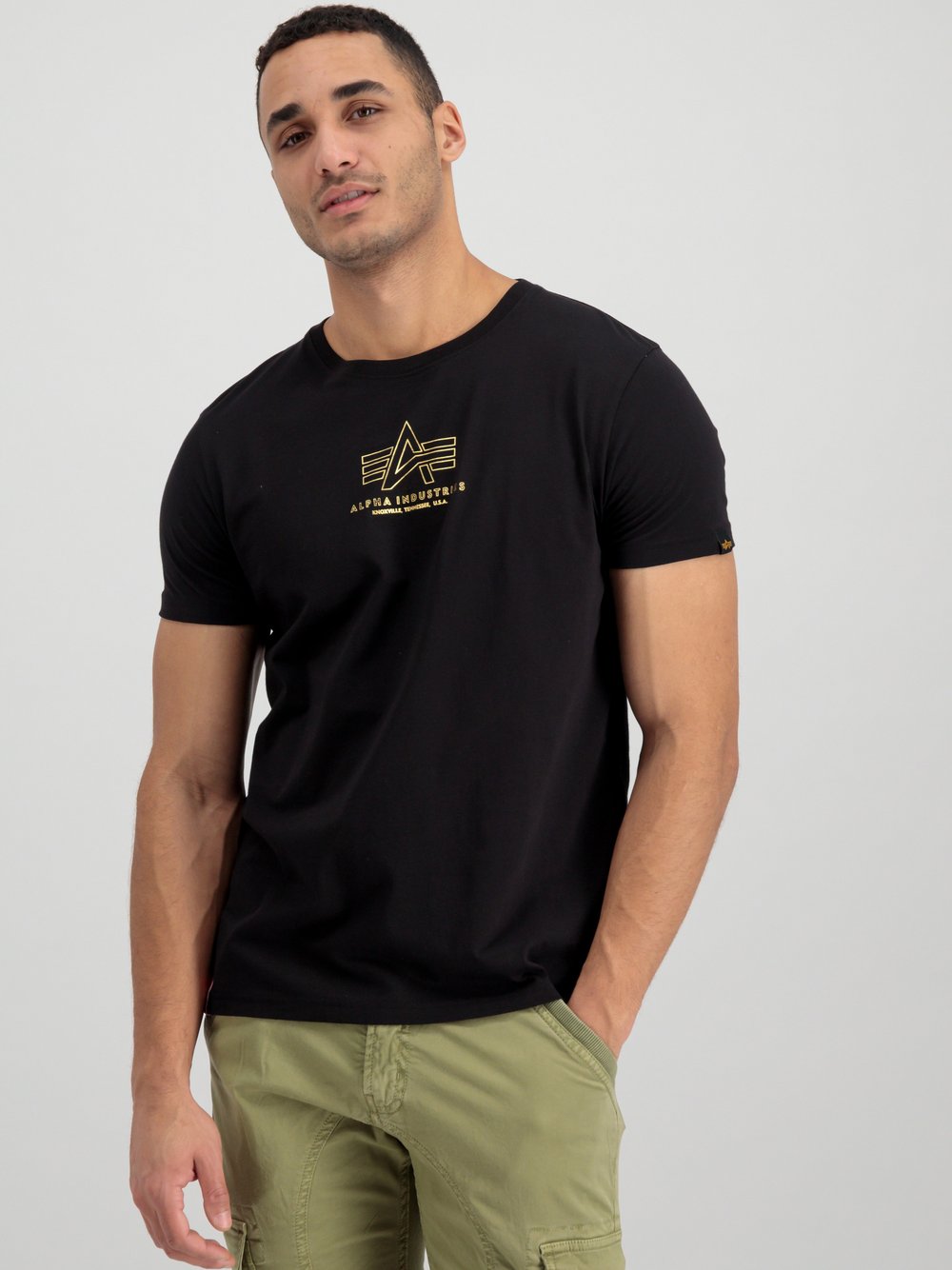 Alpha Industries T-Shirt Herren Baumwolle schwarz bedruckt, M