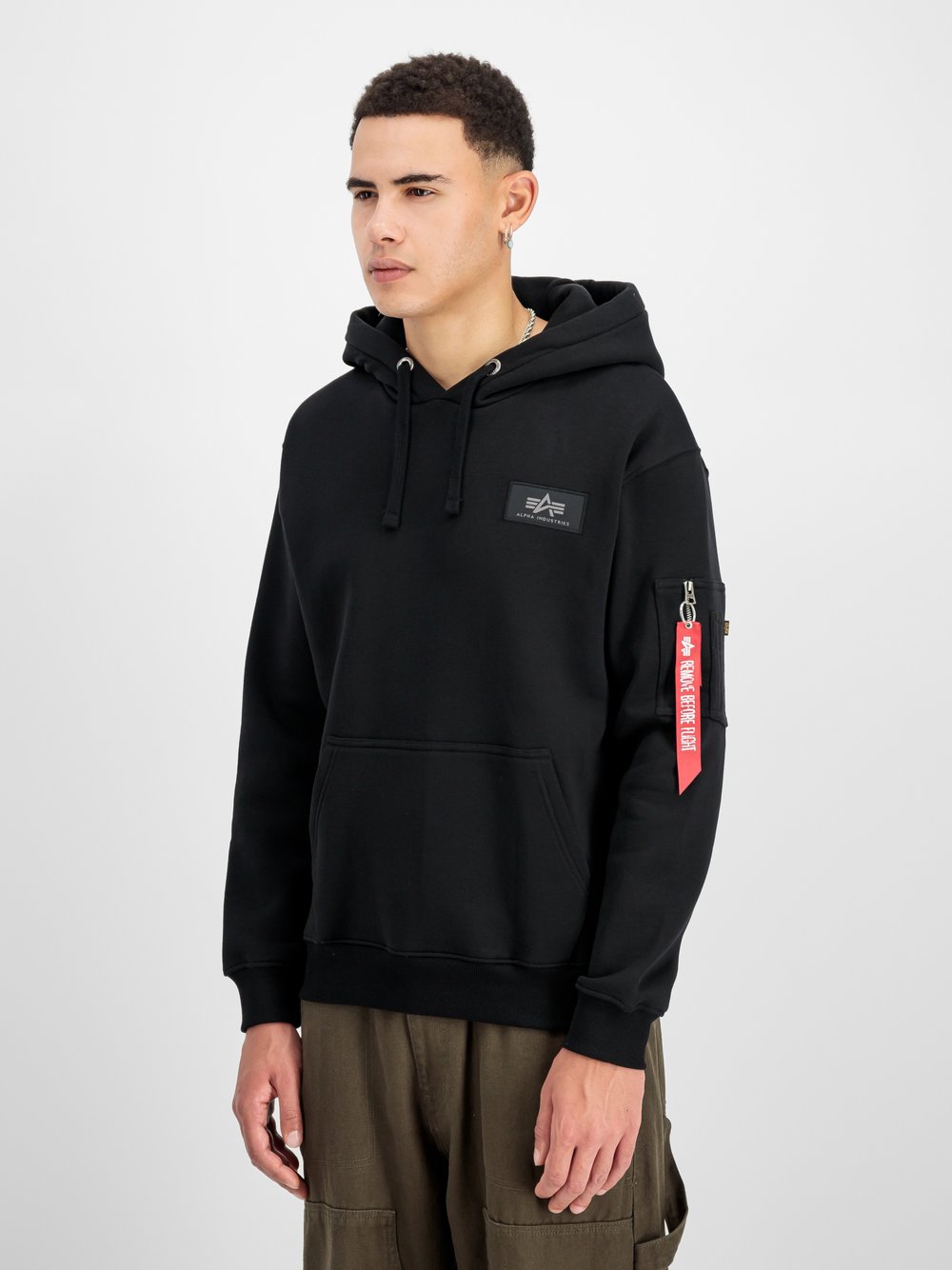Alpha Industries Kapuzensweatshirt Herren Baumwolle schwarz gemustert, M