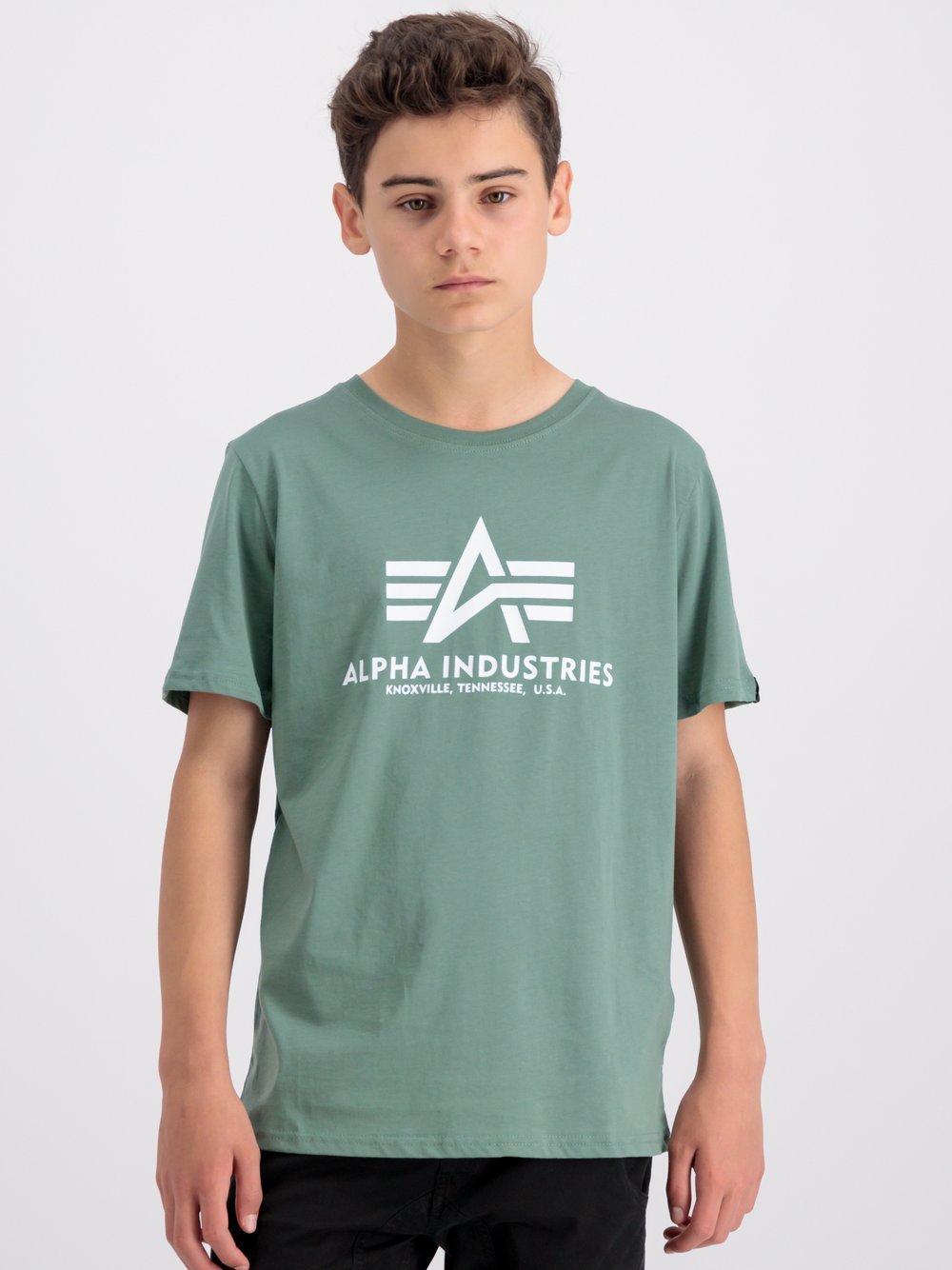 Alpha Industries T-Shirt Kinder Baumwolle grün bedruckt, 16