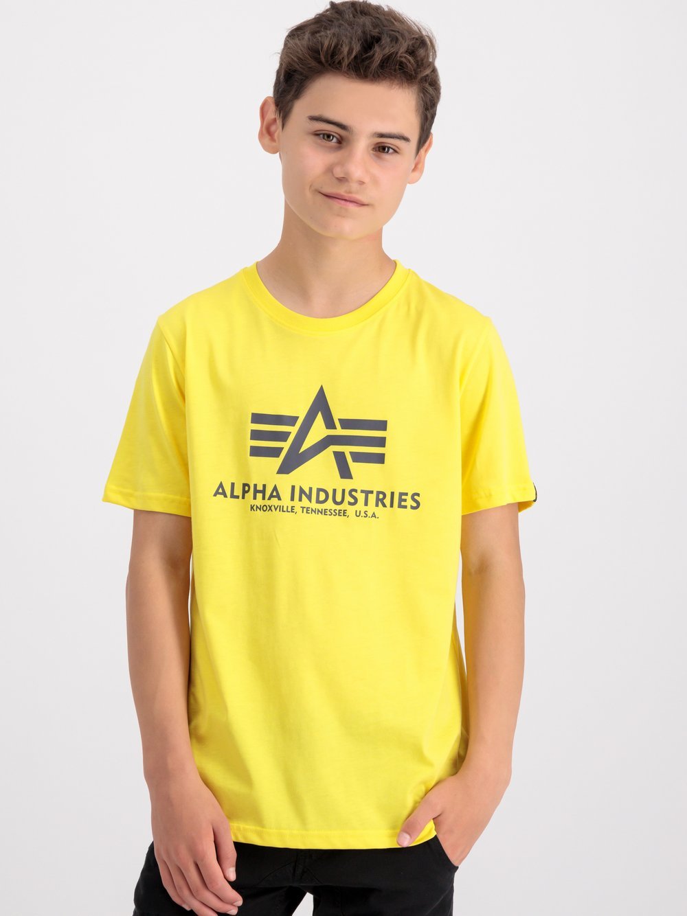 Alpha Industries T-Shirt Kinder Baumwolle gelb bedruckt, 16