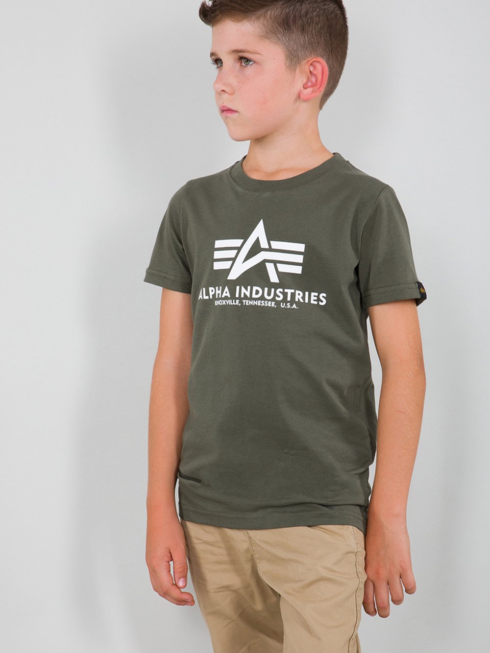 Alpha Industries T-Shirt Kinder Baumwolle grün bedruckt, 10