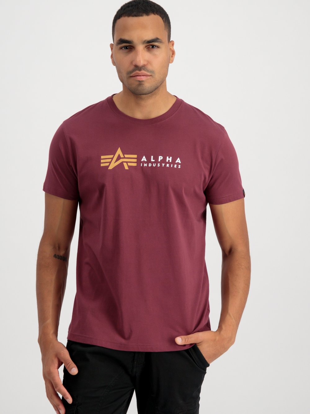 Alpha Industries T-Shirt Herren Baumwolle rot bedruckt, XS