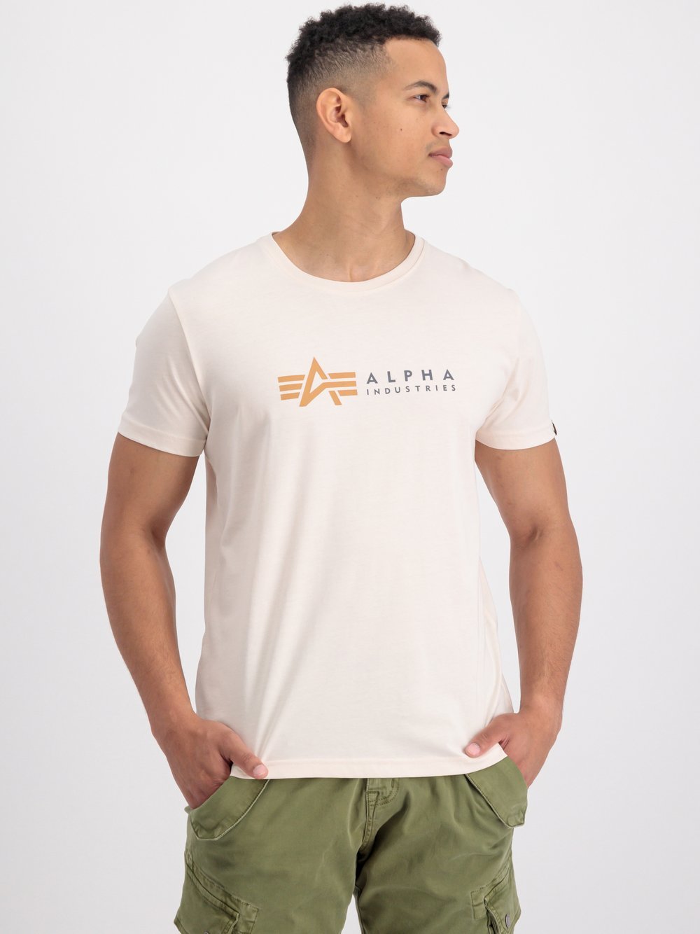 Alpha Industries T-Shirt Herren Baumwolle weiß bedruckt, S