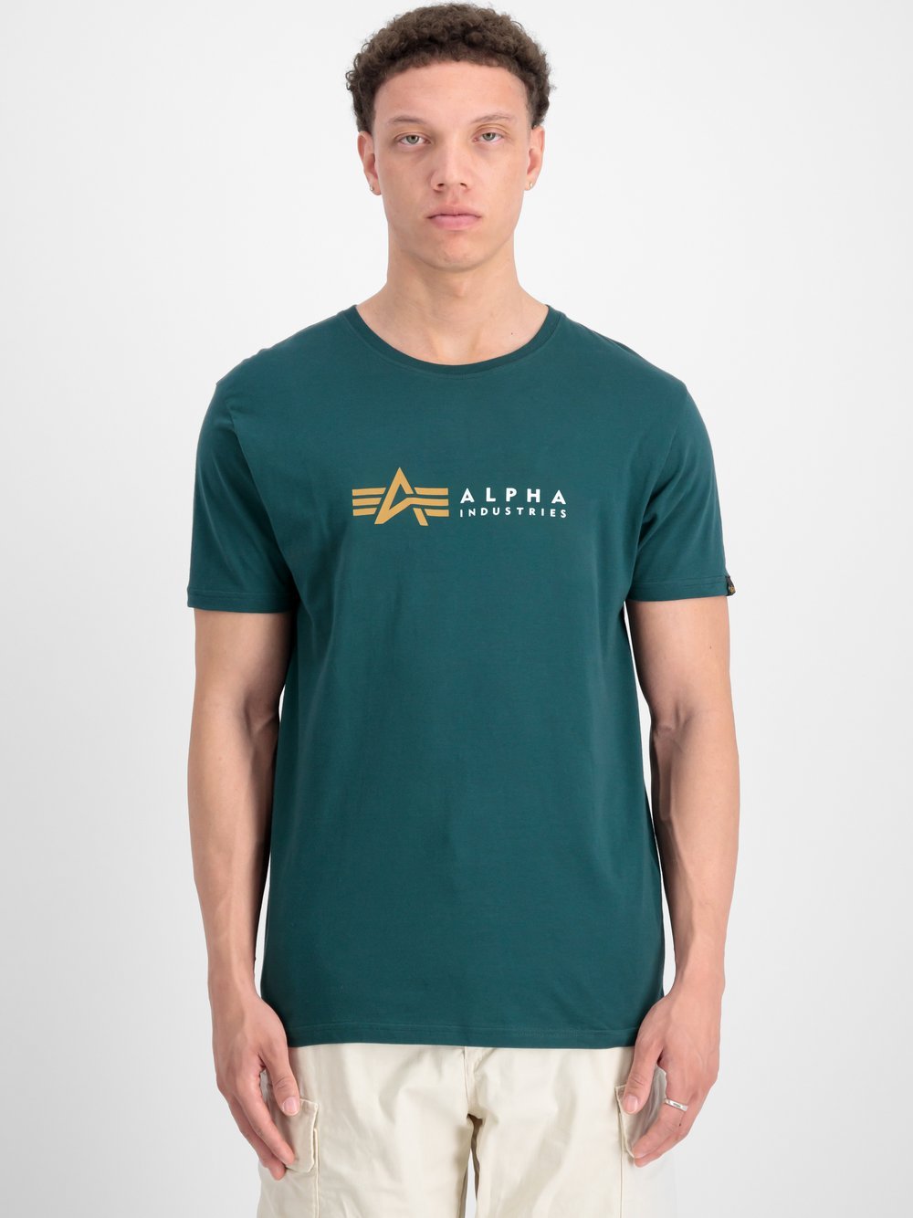 Alpha Industries T-Shirt Herren Baumwolle grün bedruckt, L