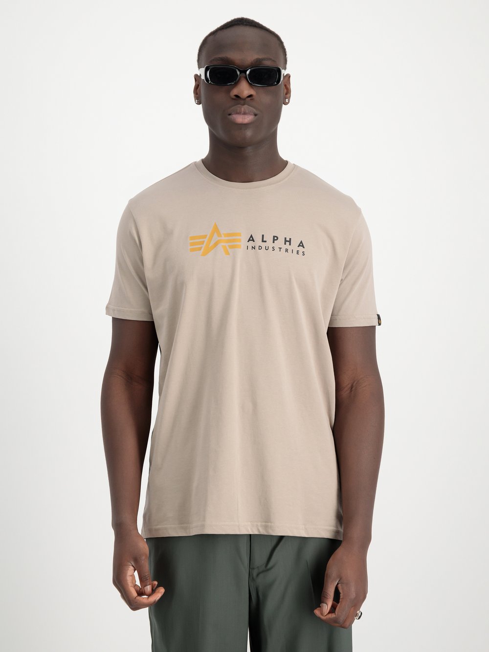 Alpha Industries T-Shirt Herren Baumwolle beige bedruckt, M