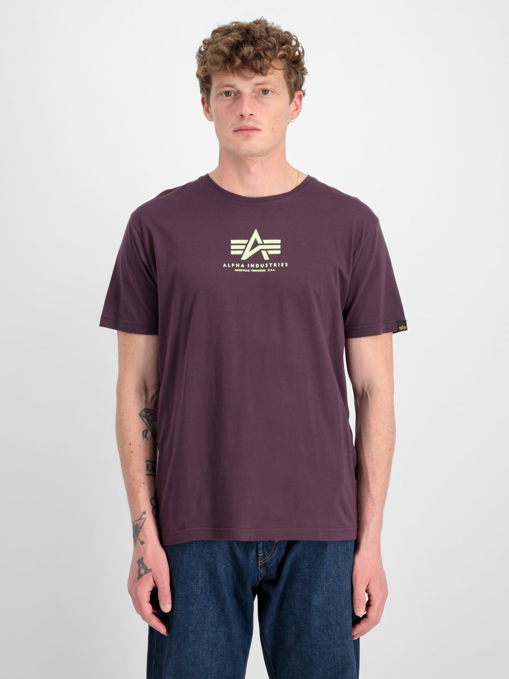 Alpha Industries T-Shirt Herren Baumwolle lila bedruckt, L