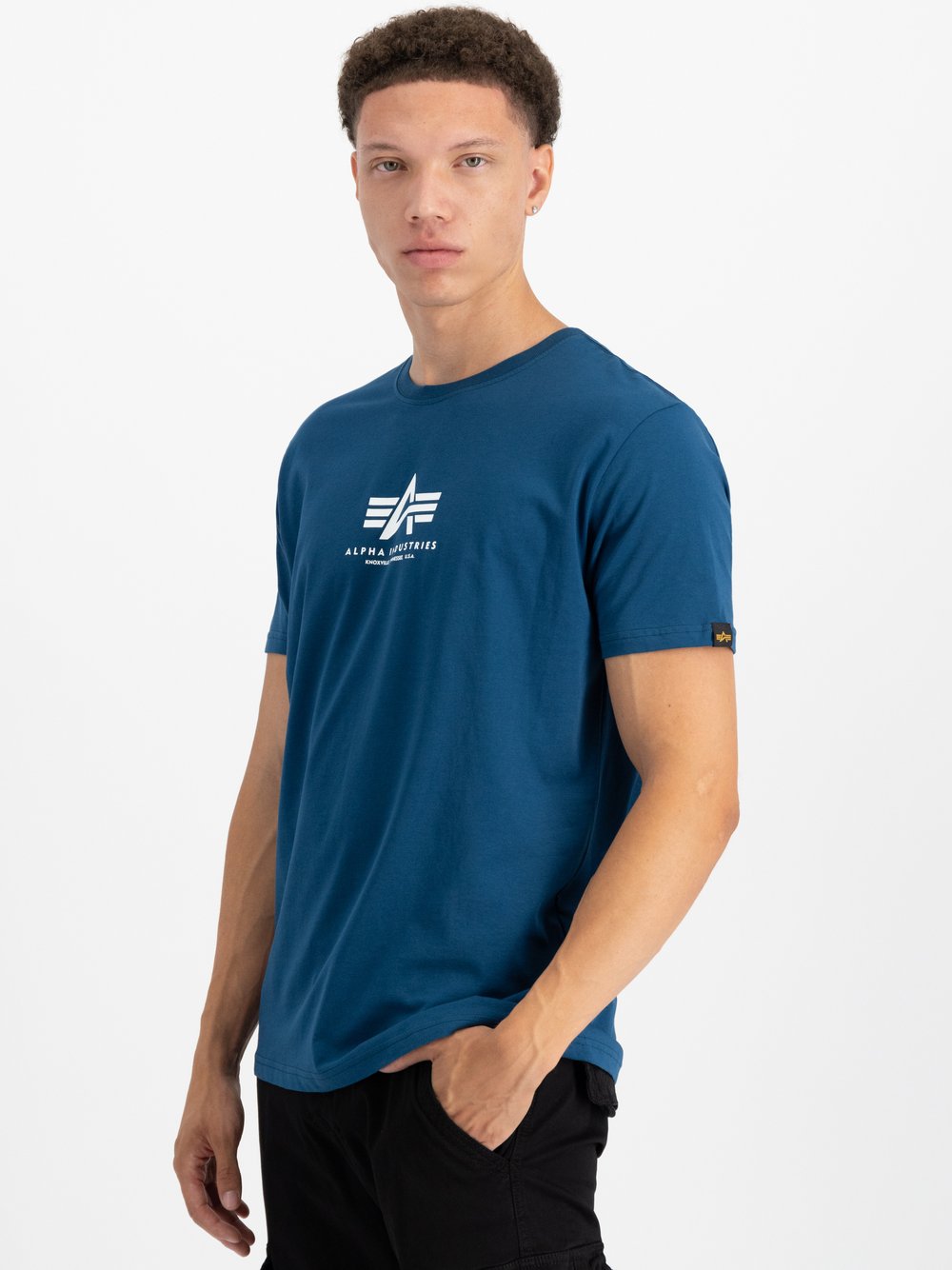 Alpha Industries T-Shirt Herren Baumwolle blau bedruckt, XS