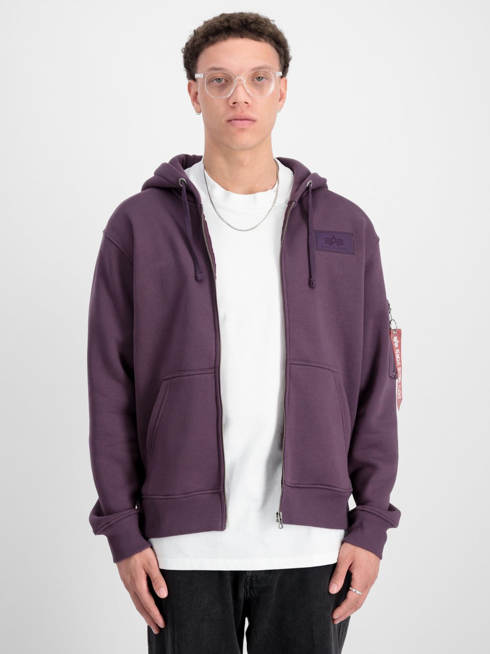 Alpha Industries Kapuzensweatjacke Herren lila bedruckt, XXL