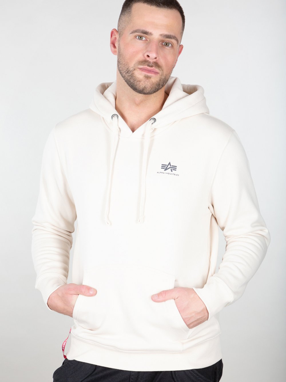 Alpha Industries Kapuzensweatshirt Herren Baumwolle weiß, XS