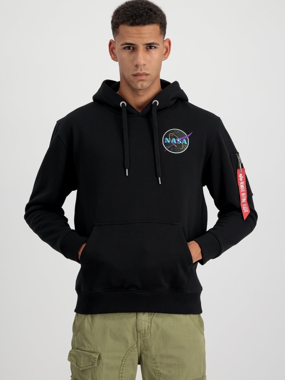 Alpha Industries Kapuzensweatshirt Herren schwarz bedruckt, L