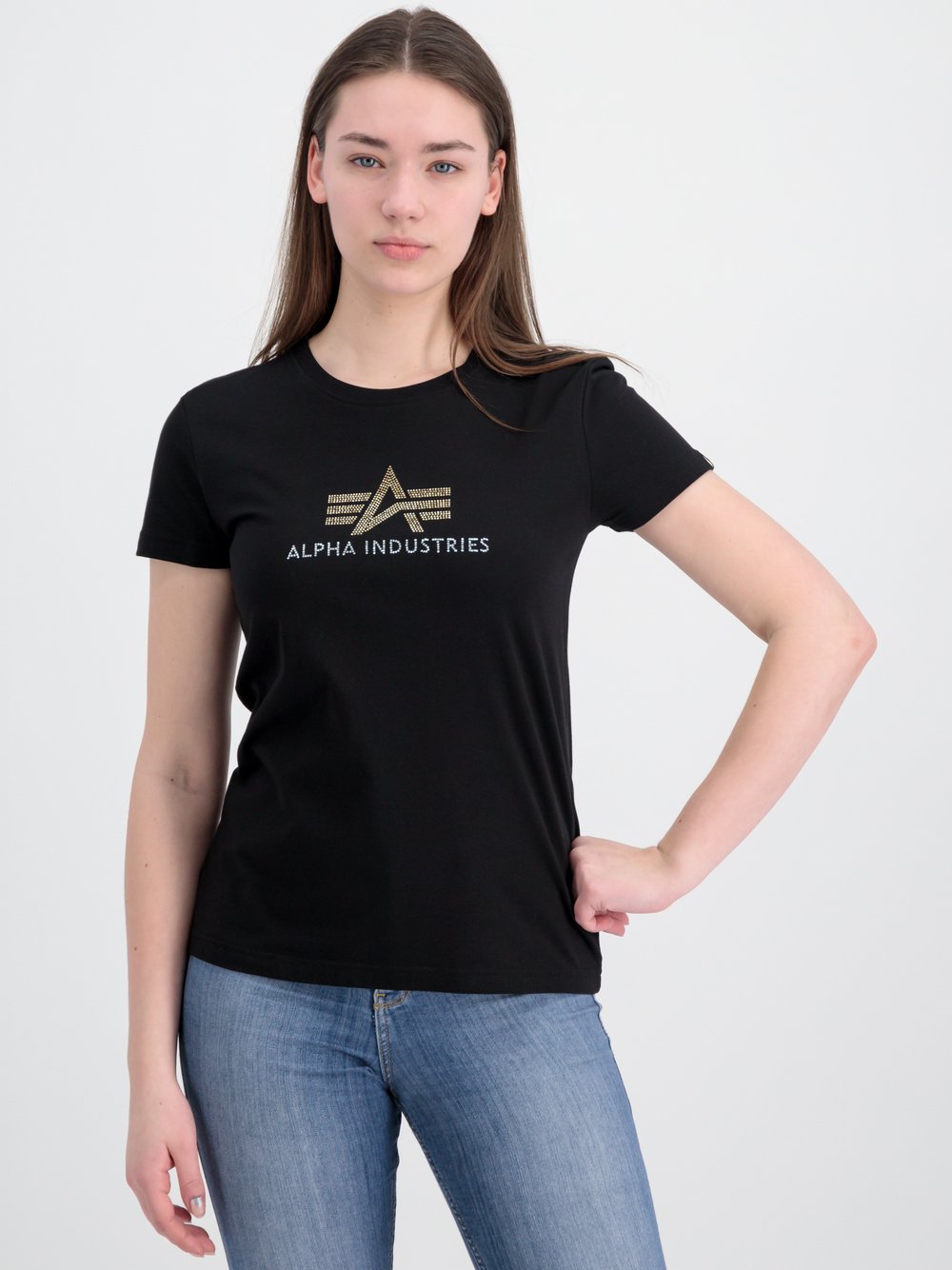 Alpha Industries T-Shirt Damen Baumwolle schwarz bedruckt, S