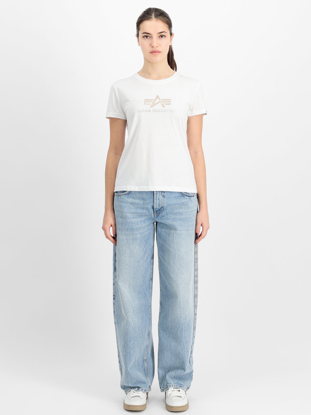 Alpha Industries T-Shirt Damen Baumwolle weiß, S