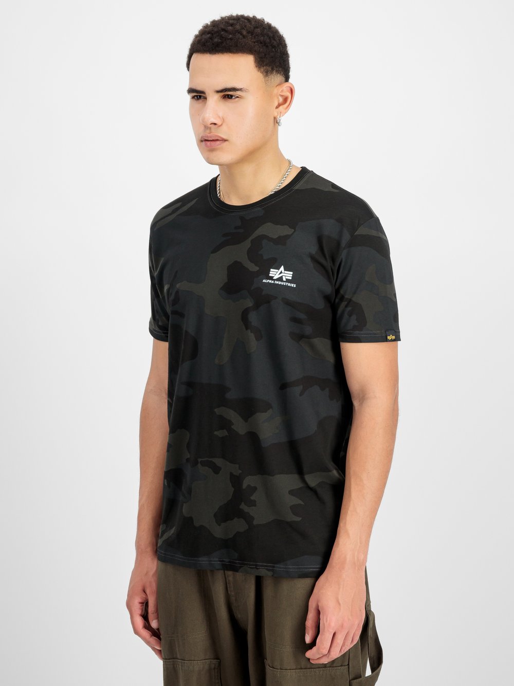 Alpha Industries T-Shirt Herren Baumwolle schwarz gemustert, L