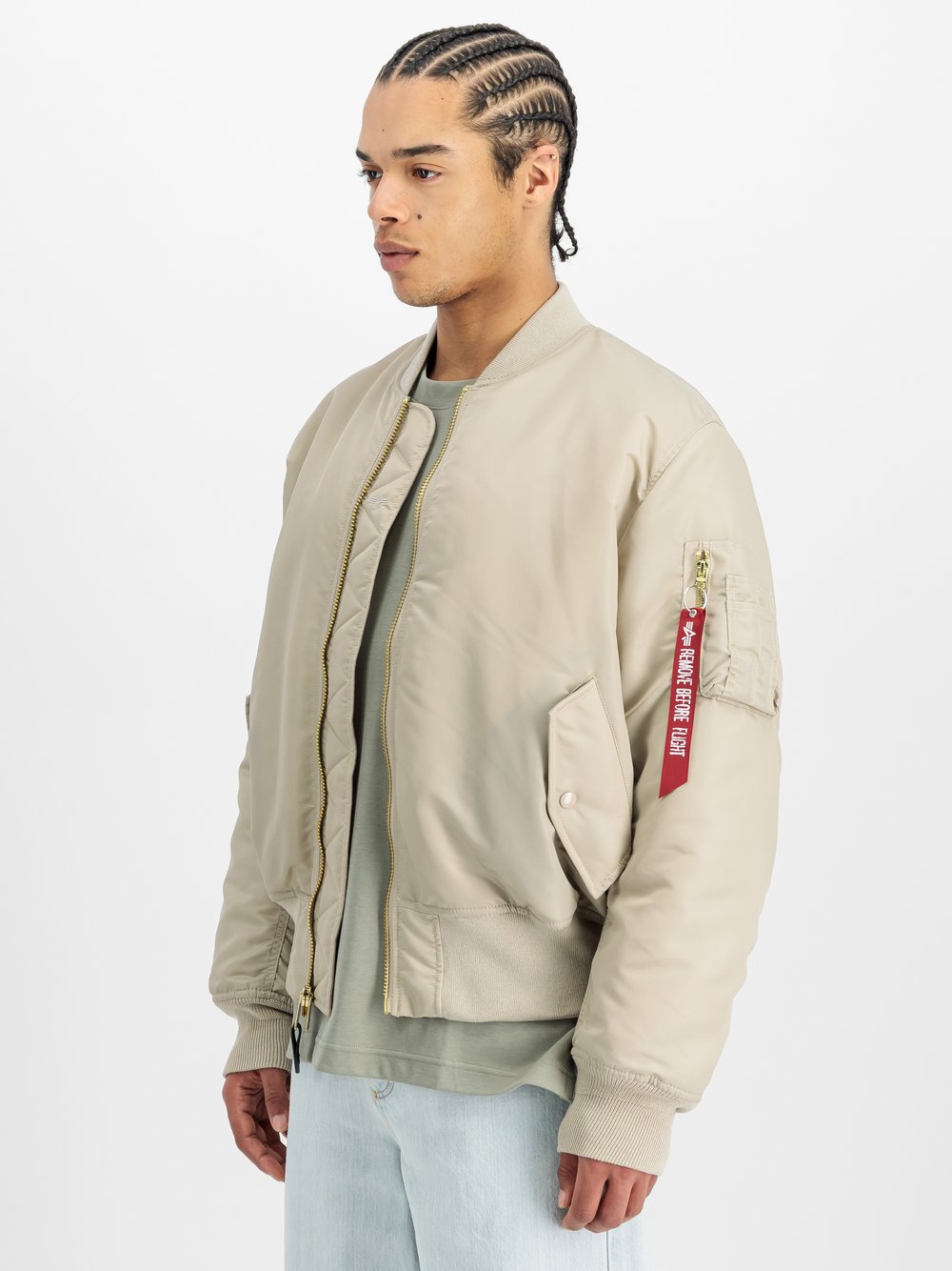 Alpha Industries Bomberjacke Herren Polyamid beige, XXXL