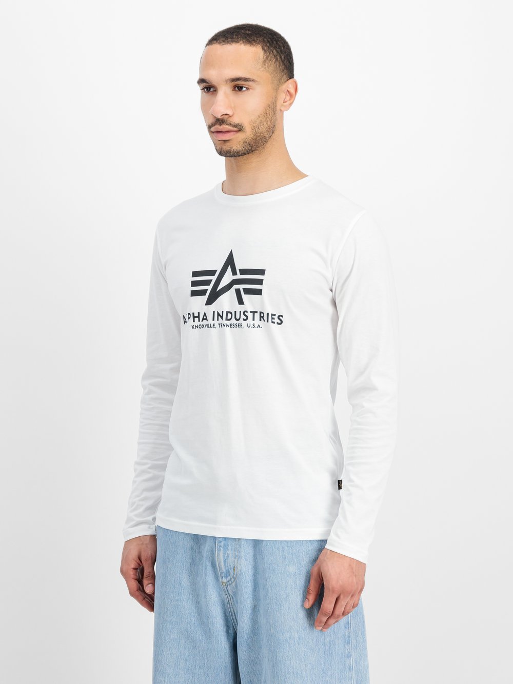 Alpha Industries Langarmshirt Herren Baumwolle weiß bedruckt, L