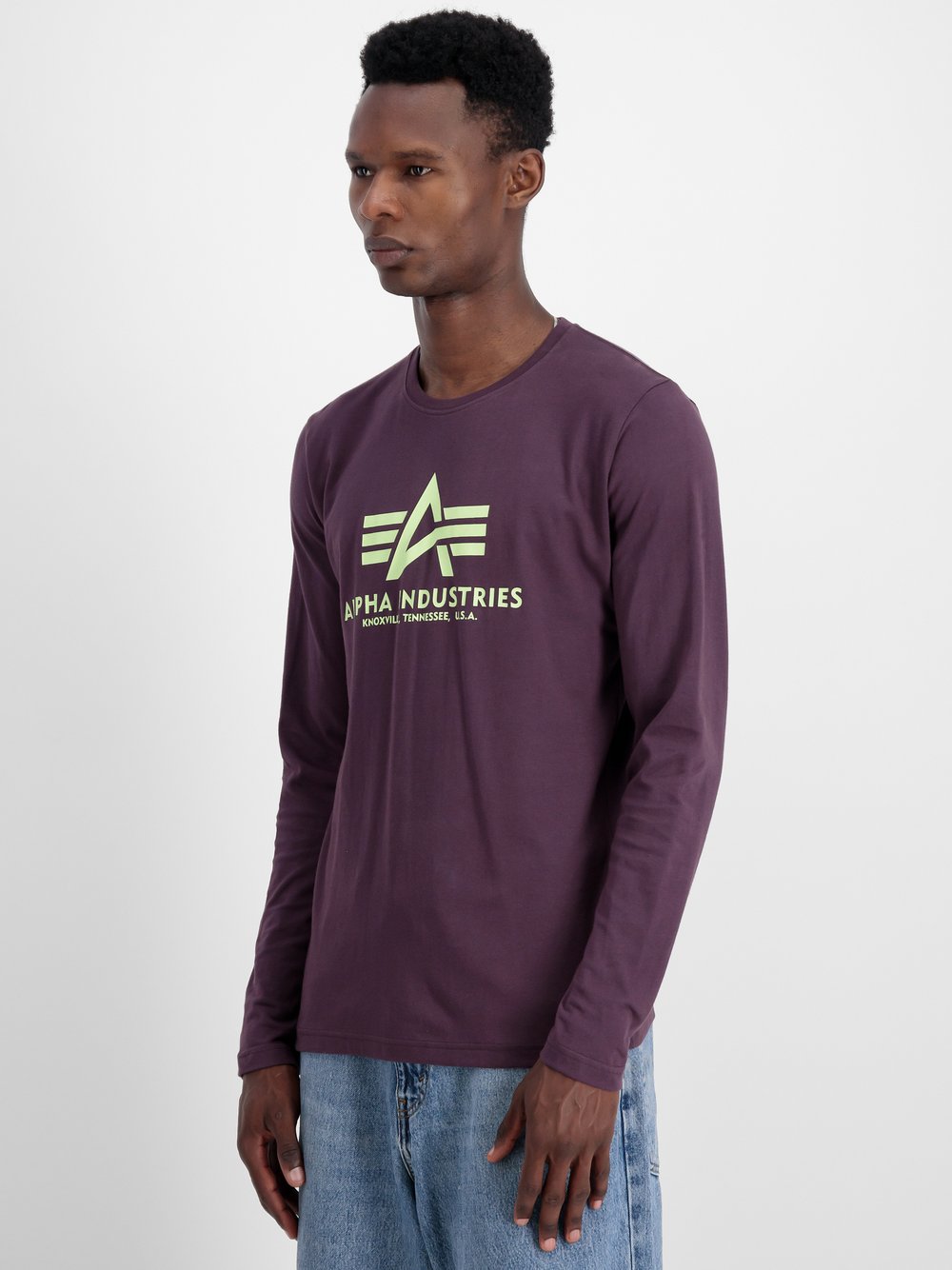 Thumbnail - Alpha Industries Langarmshirt Herren Baumwolle lila, XXXL