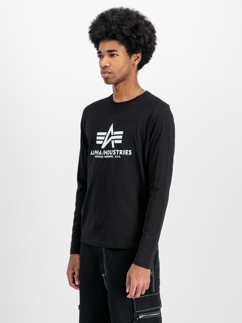 Thumbnail - Alpha Industries Langarmshirt Herren Baumwolle schwarz bedruckt, XL