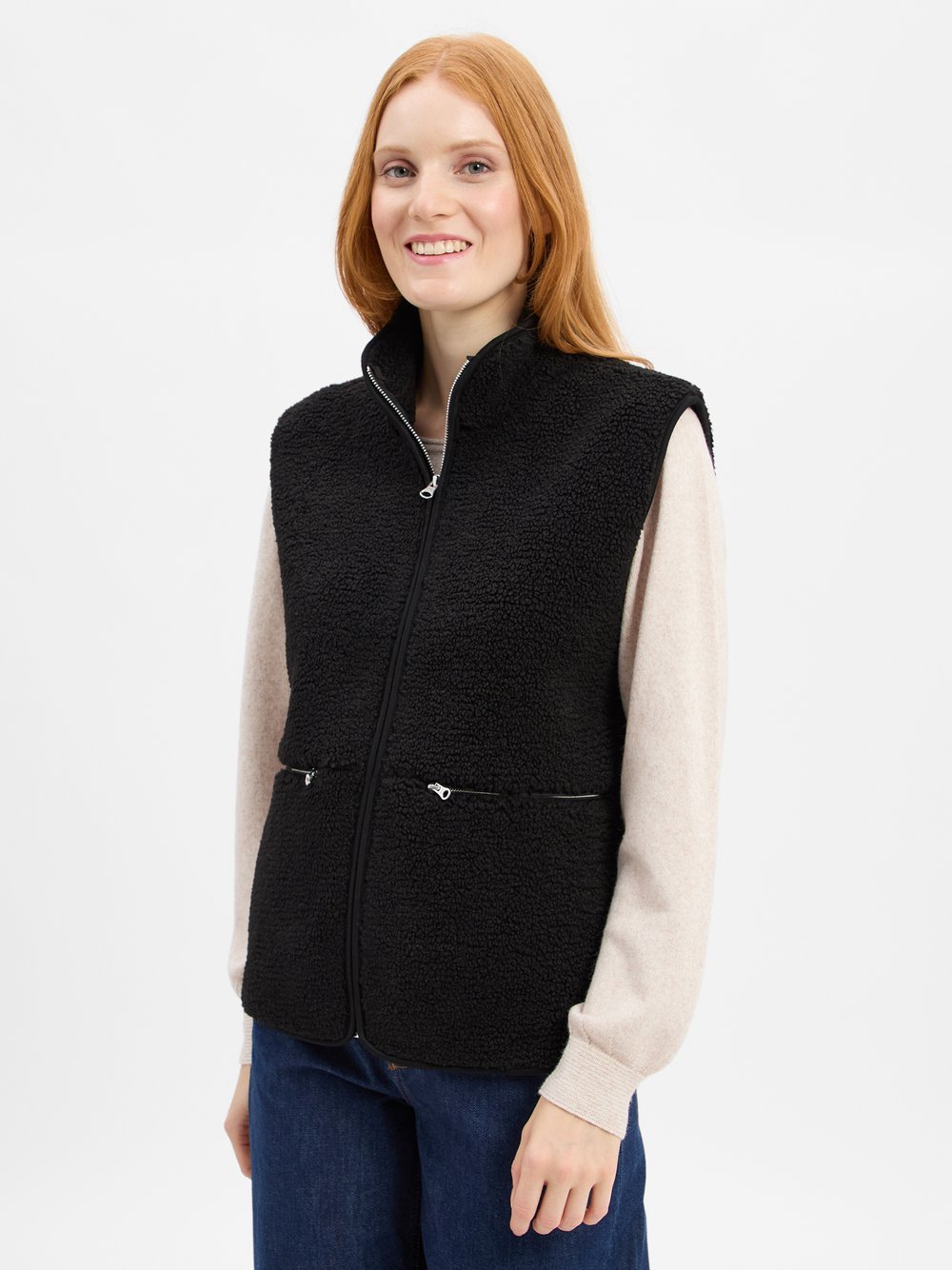 Marie Lund Teddyfell-Weste Damen schwarz, L