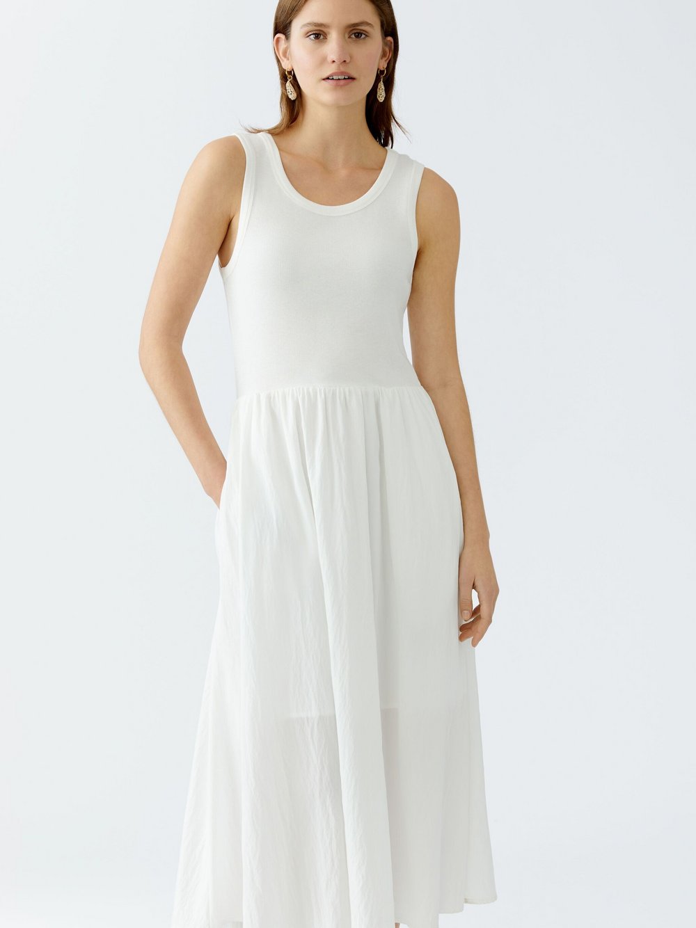 Thumbnail - Oui Kleid Damen Baumwolle weiß, 44
