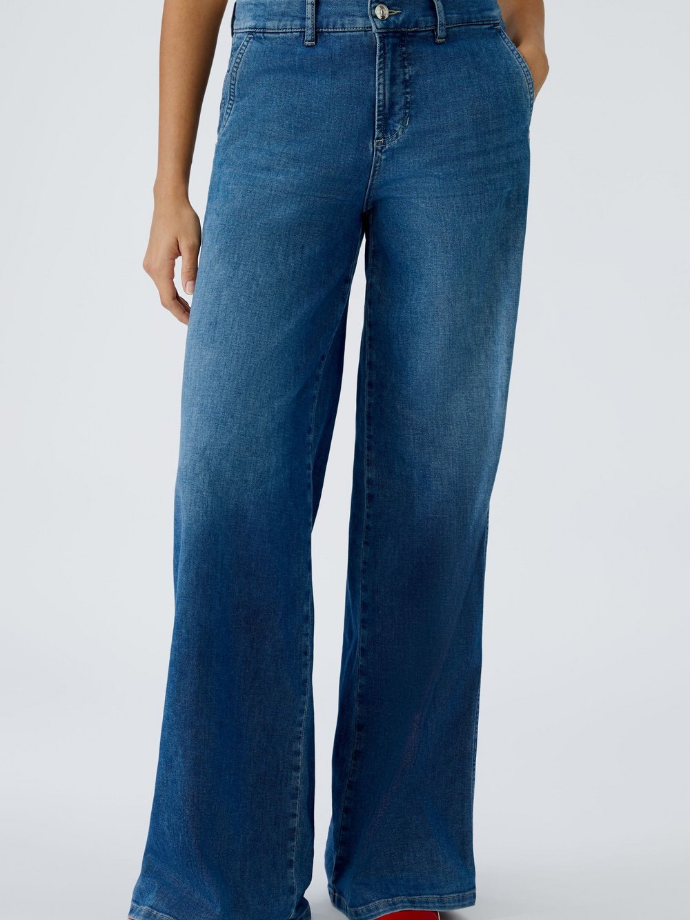Thumbnail - Oui Jeans Flared Damen Baumwolle blau, 34