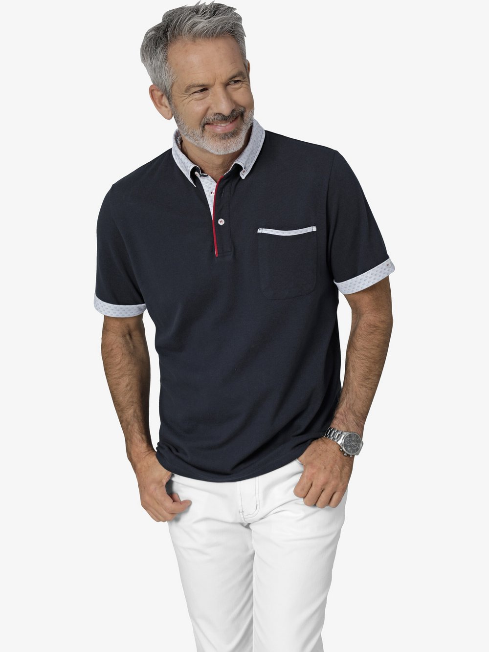 Thumbnail - BABISTA Poloshirt Herren Baumwolle blau gemustert, S