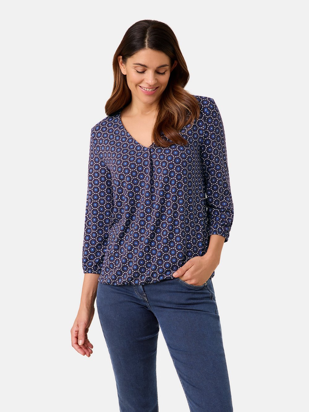 Gerry Weber 3/4 Arm Shirt Damen Viskose blau gemustert, 34