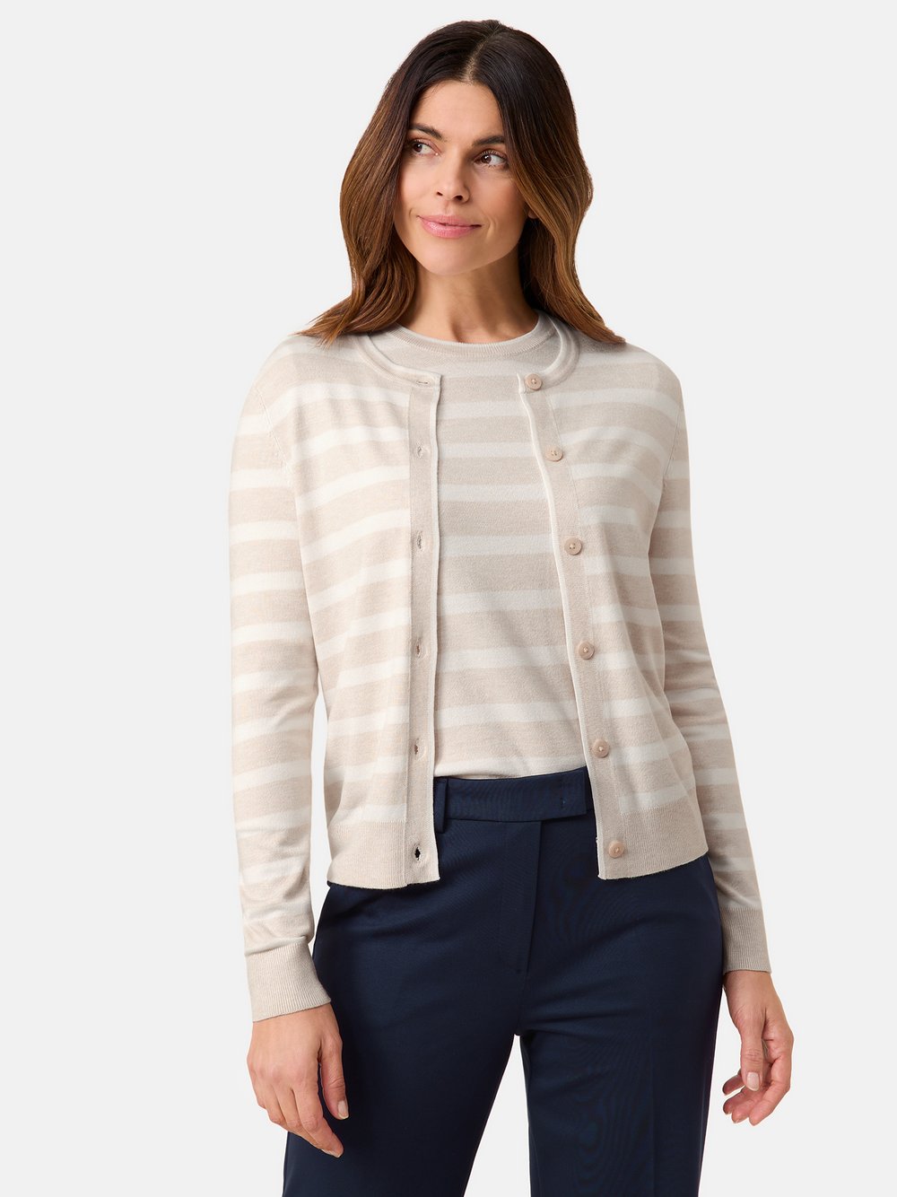 Gerry Weber Cardigan Damen Viskose beige gestreift, 48