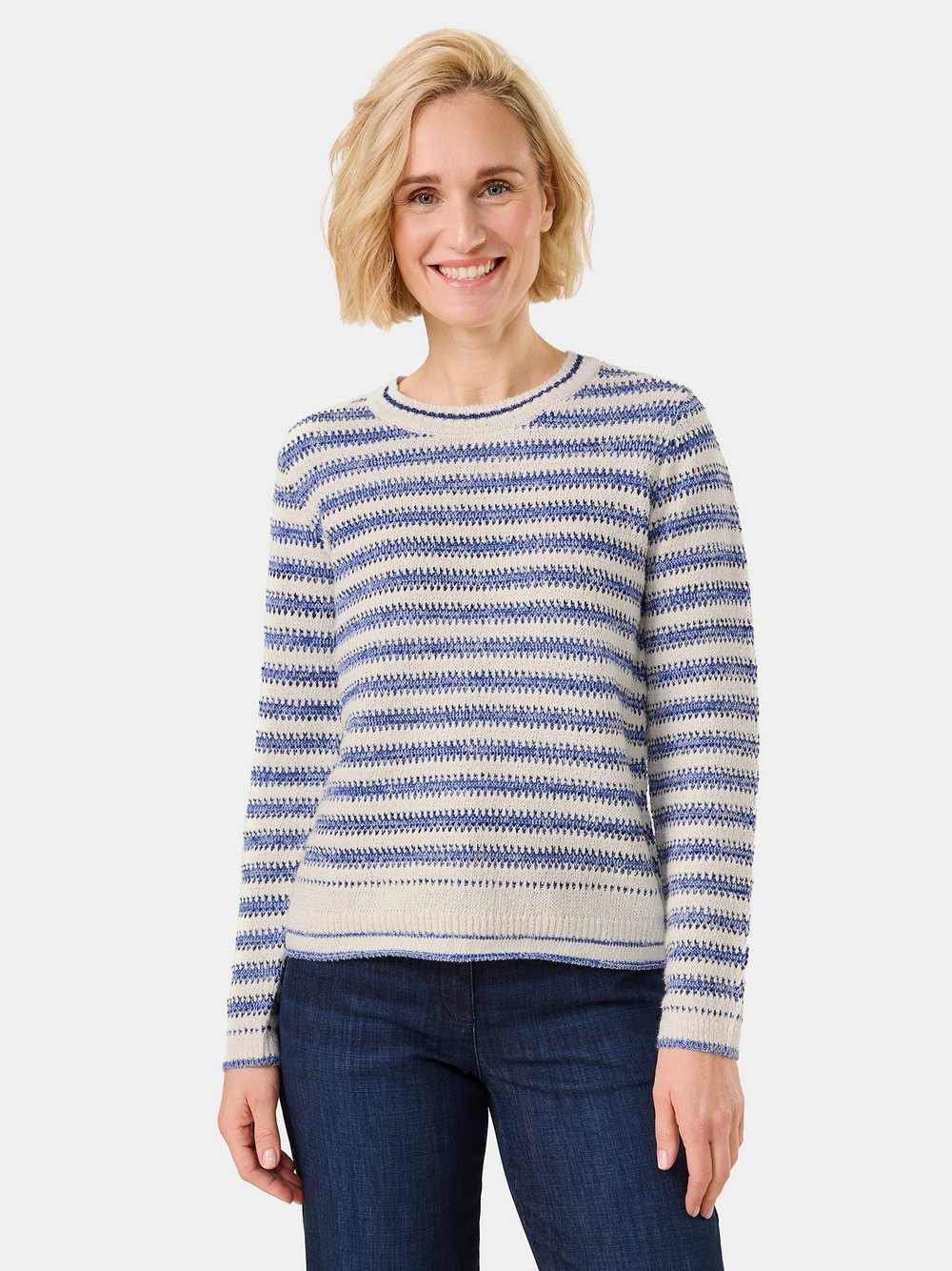 Gerry Weber Pullover Damen Baumwolle blau gestreift, 34