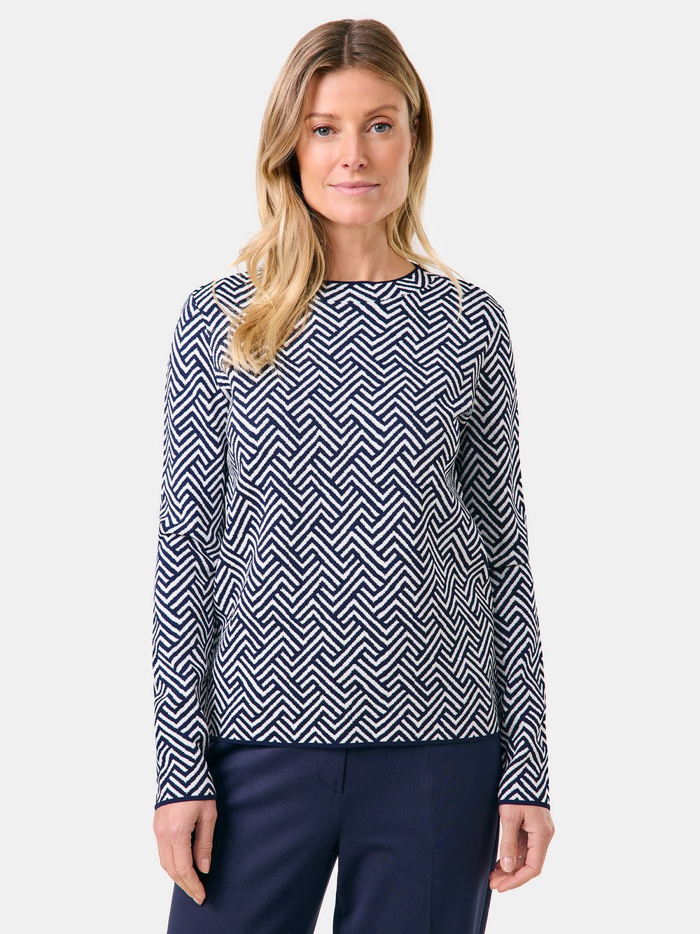 Gerry Weber Pullover Damen Viskose blau gemustert, 42