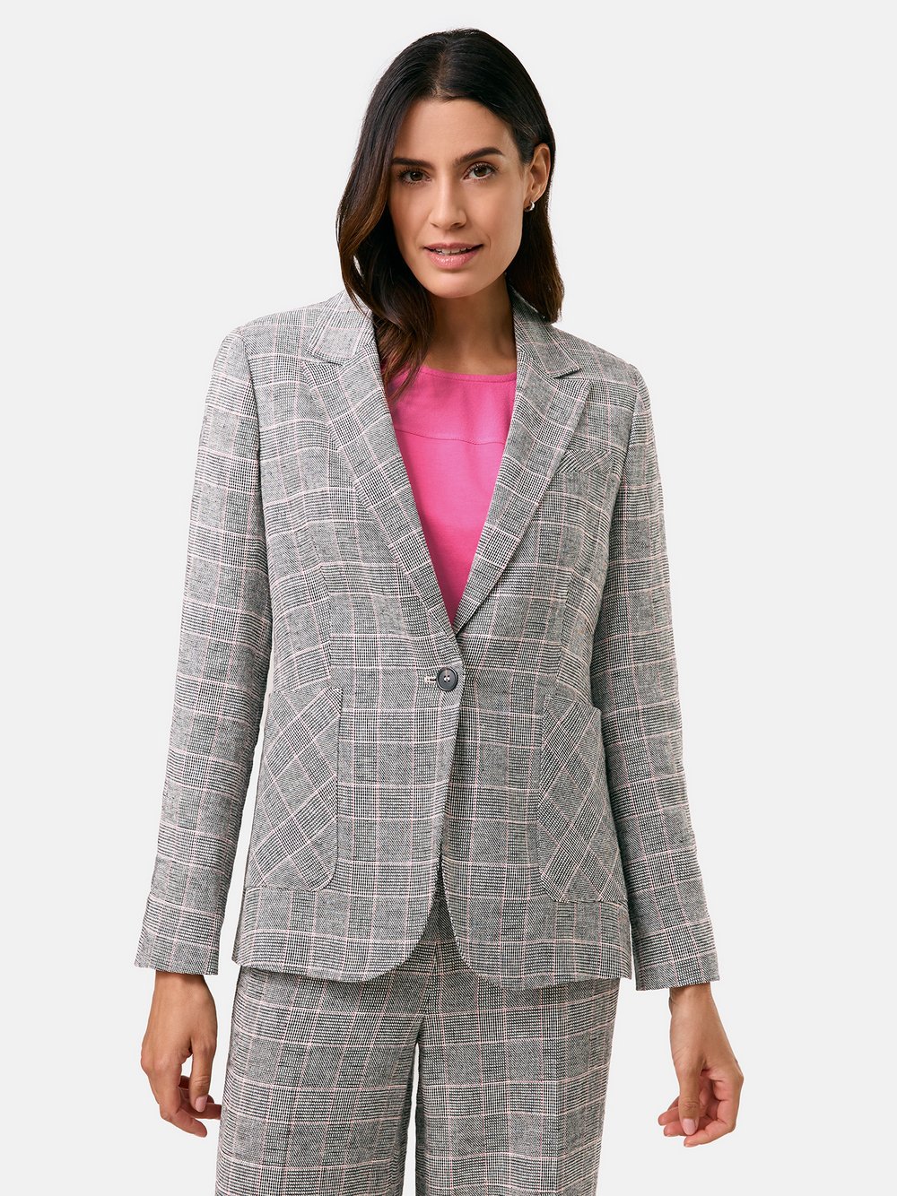 Gerry Weber Blazer Damen Leinen mehrfarbig kariert, 46