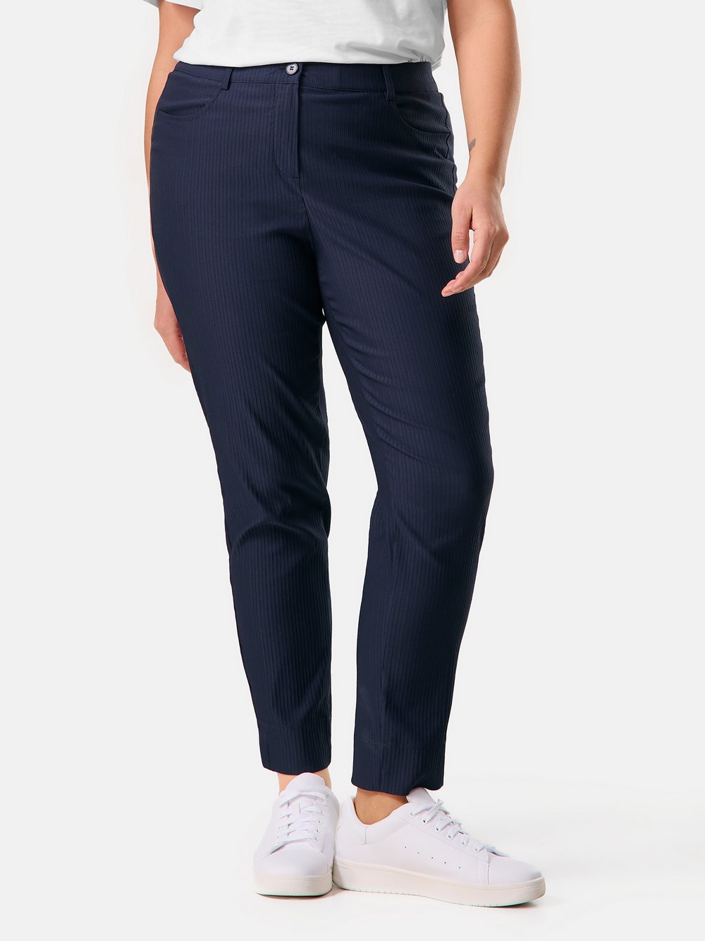 Samoon Hose Damen Viskose blau gestreift, 46