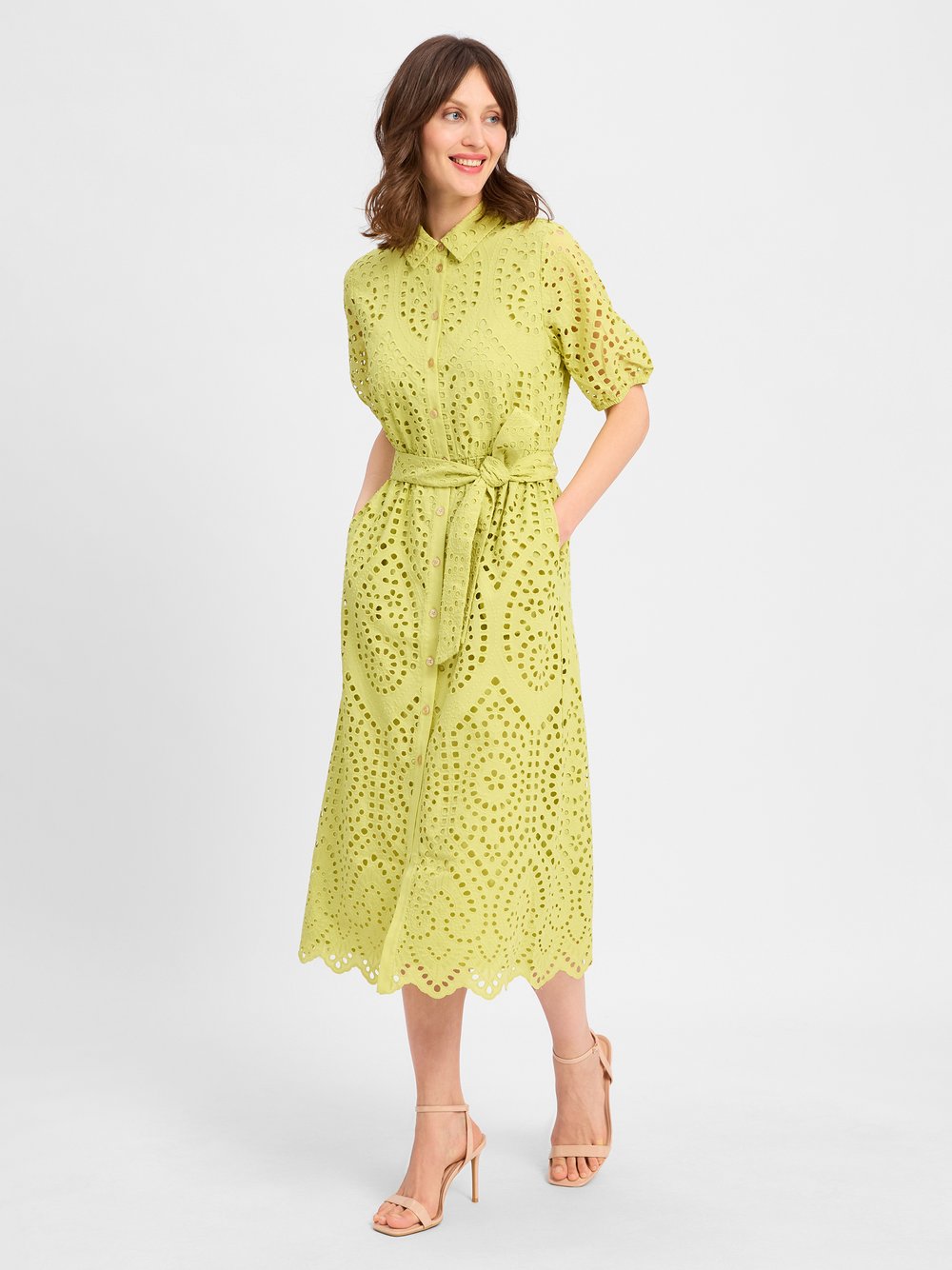 s.Oliver BLACK LABEL Freizeitkleid Damen Baumwolle grün strukturiert, 44