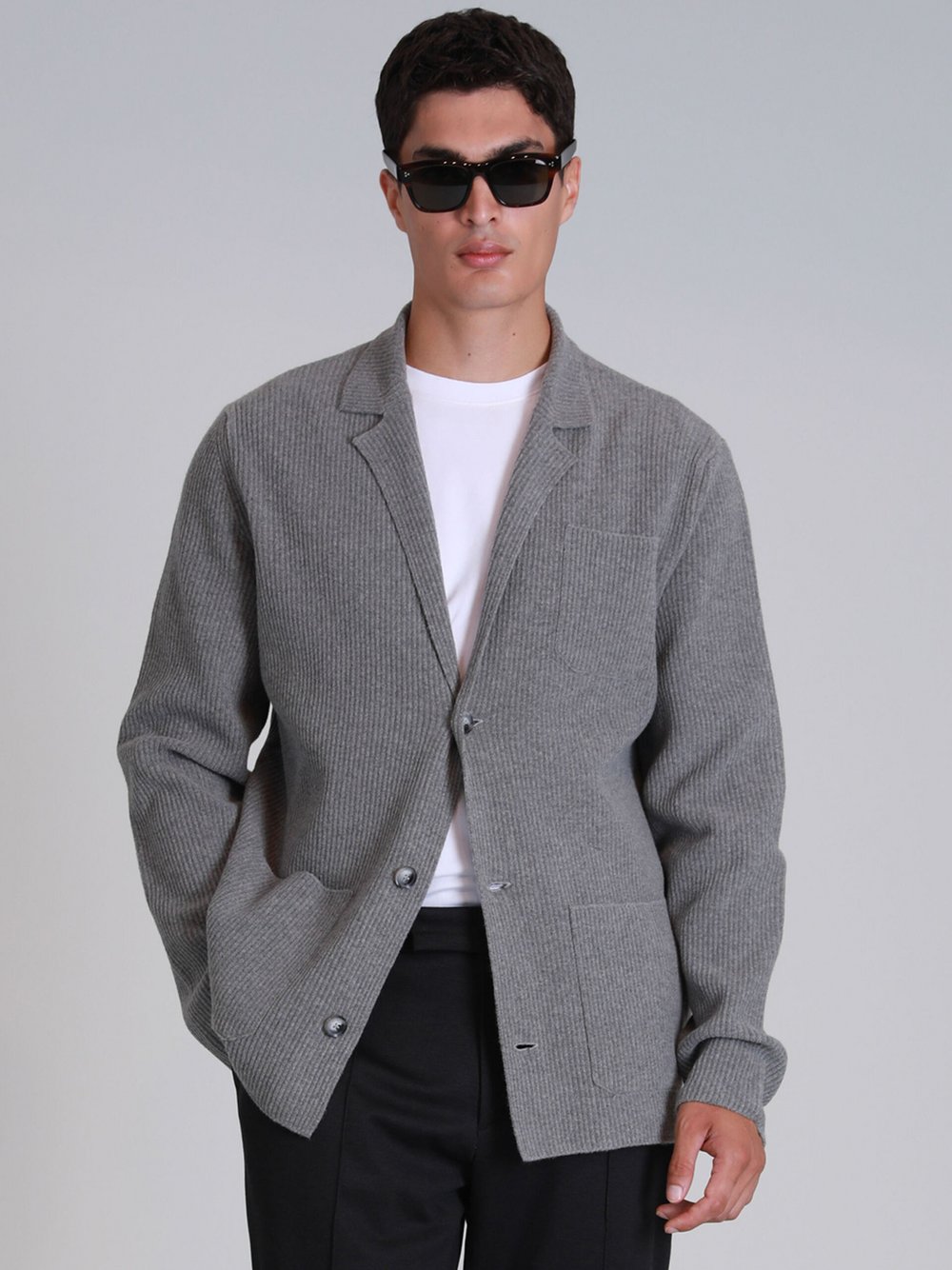 Thumbnail - Lufian Strickjacke Herren grau, L